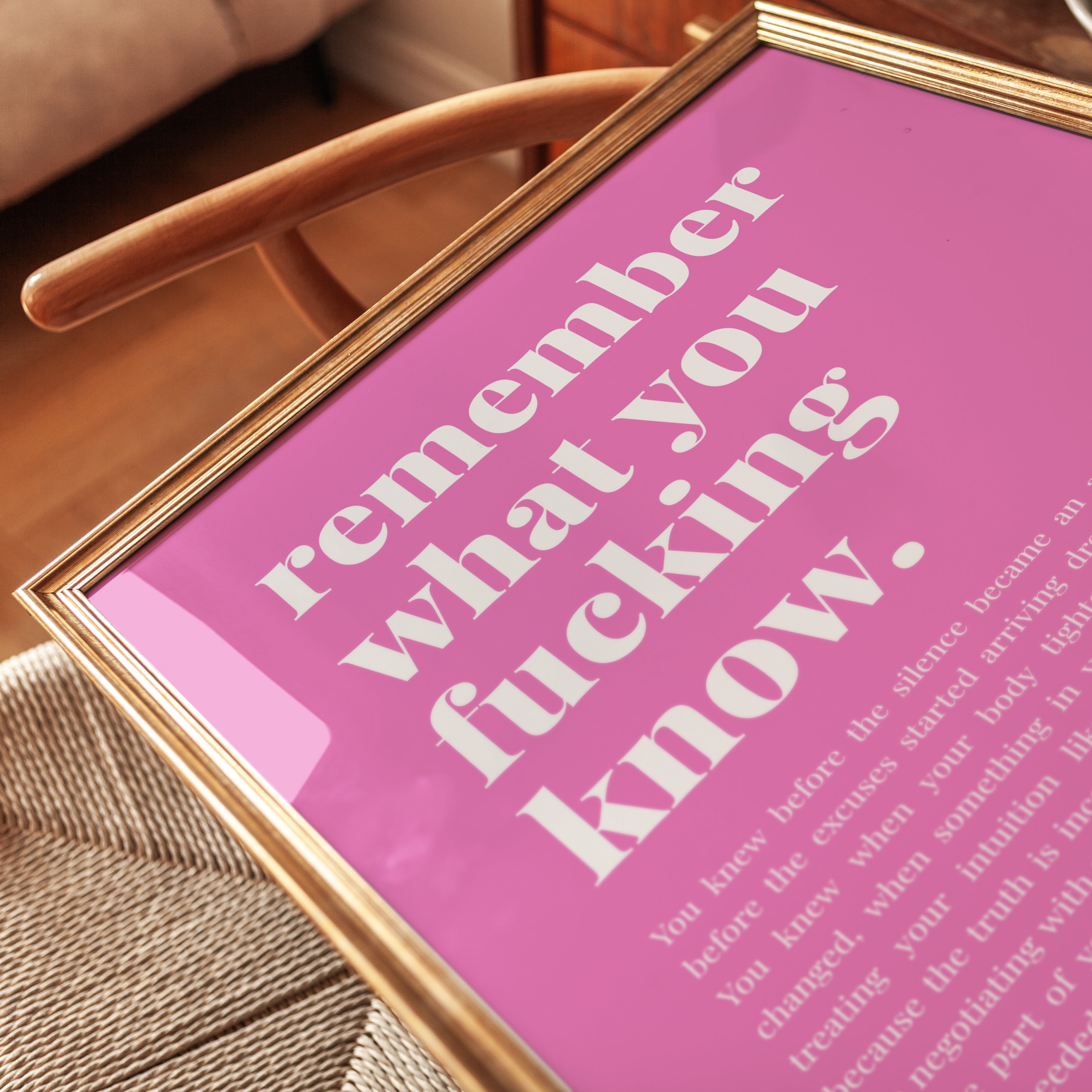 Remember What You Know: Pink Motivational Typography Poster - detail