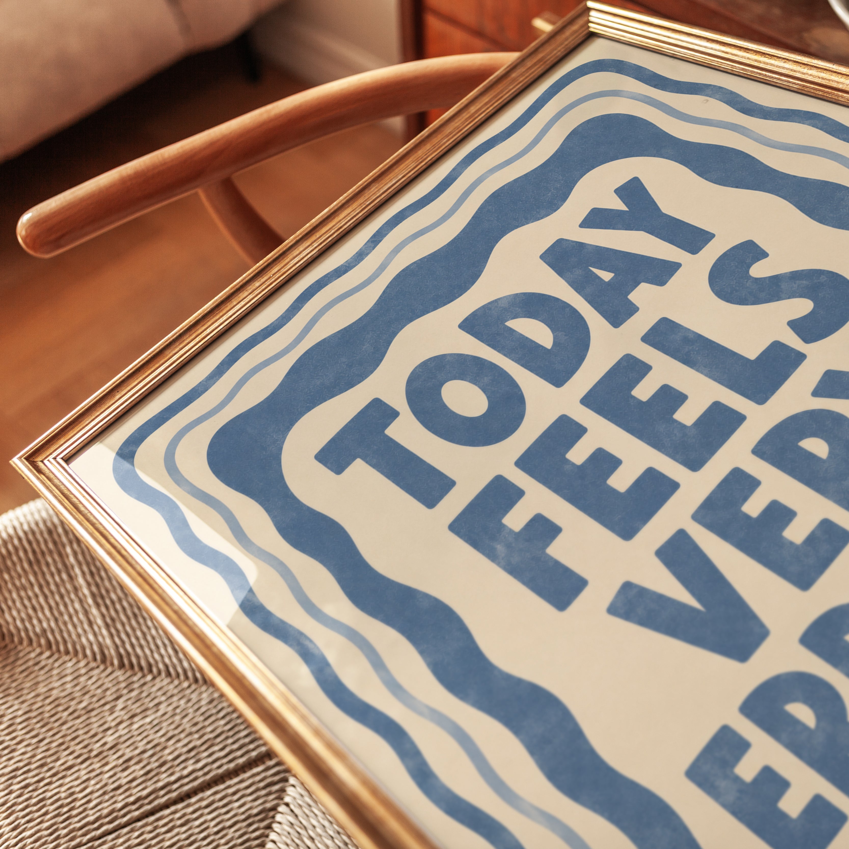 Today Feels Very Errandy Typography Print: Blue Retro Wall Art - detail