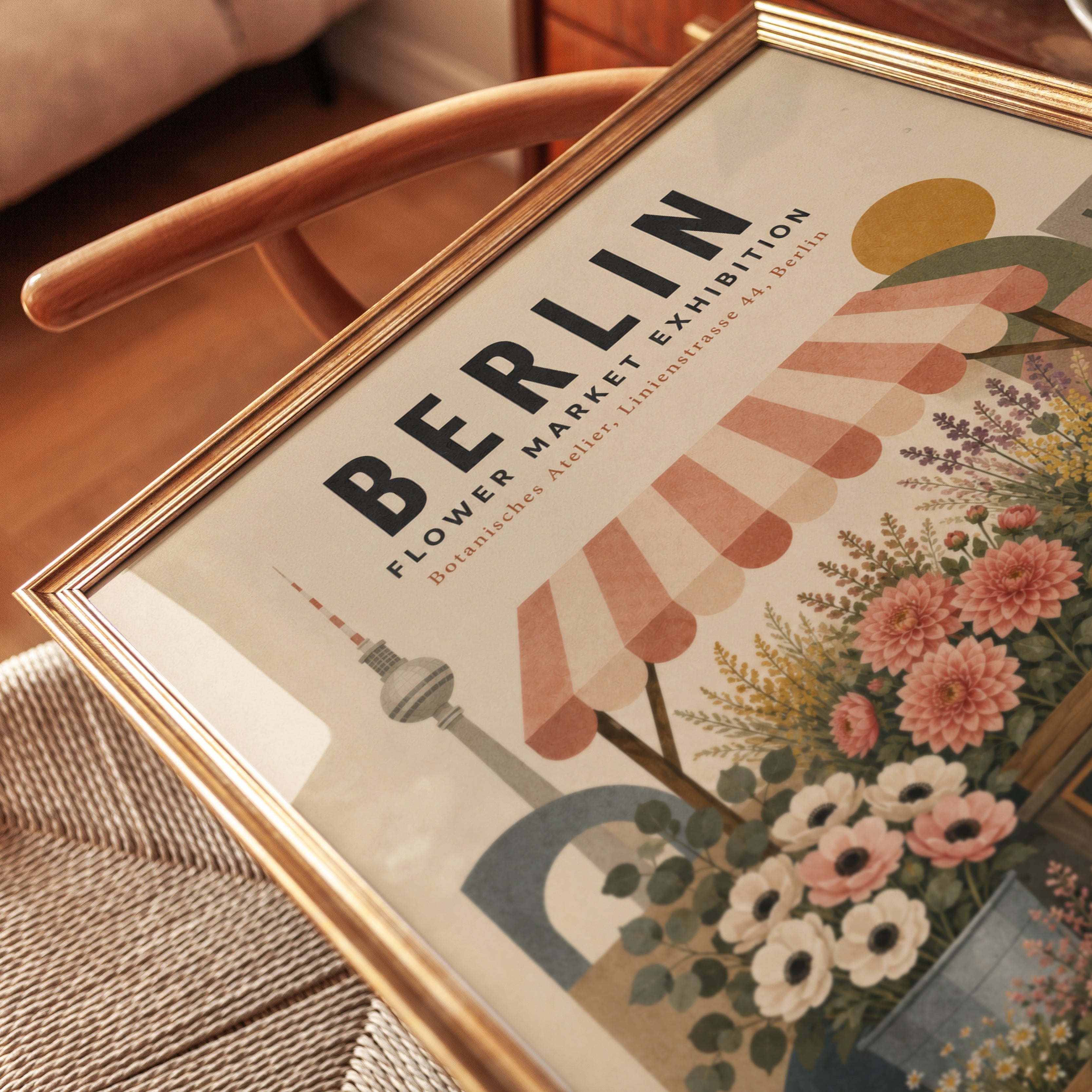 Berlin Flower Market Print — Vintage Botanical Exhibition Poster - detail