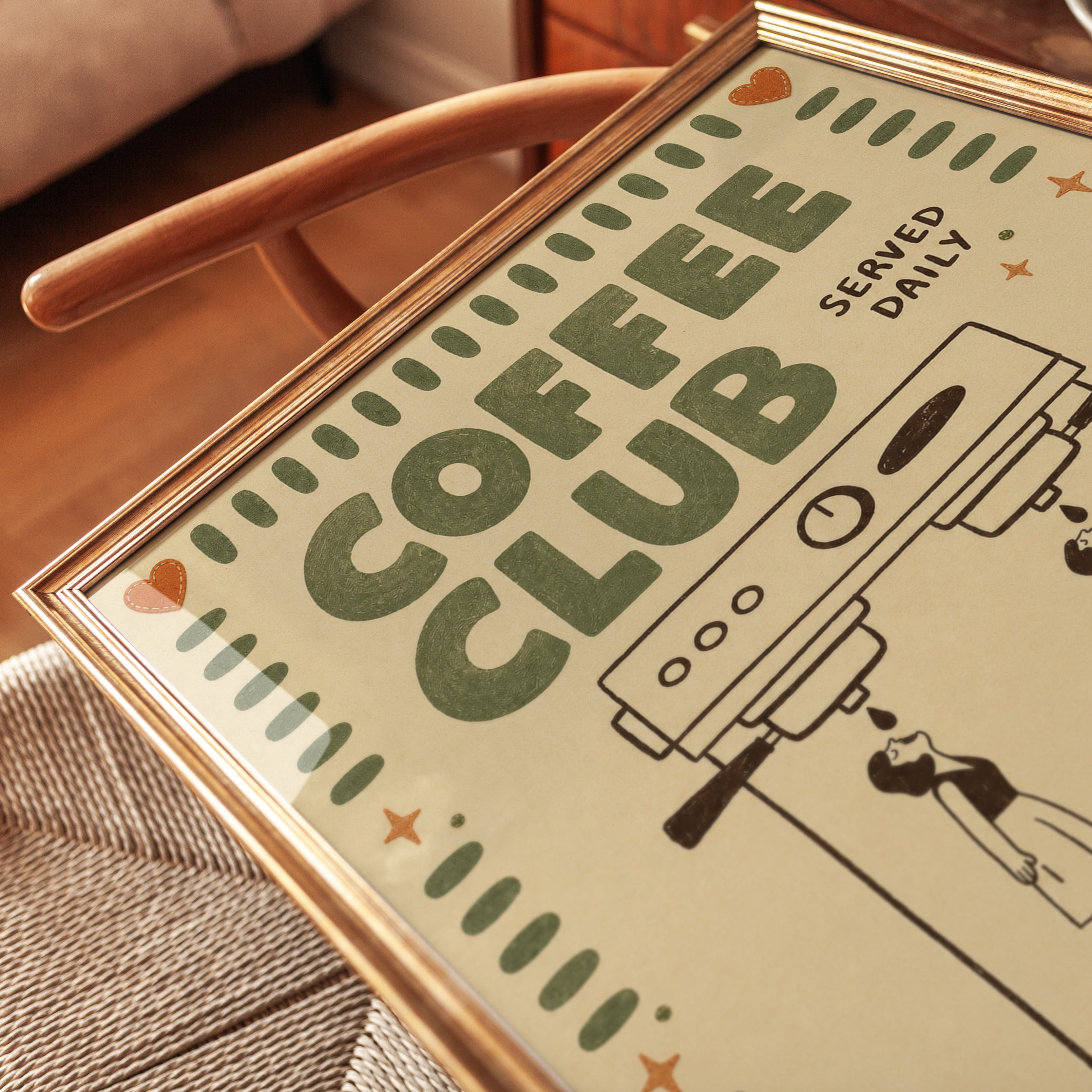 Retro Coffee Club Print - detail