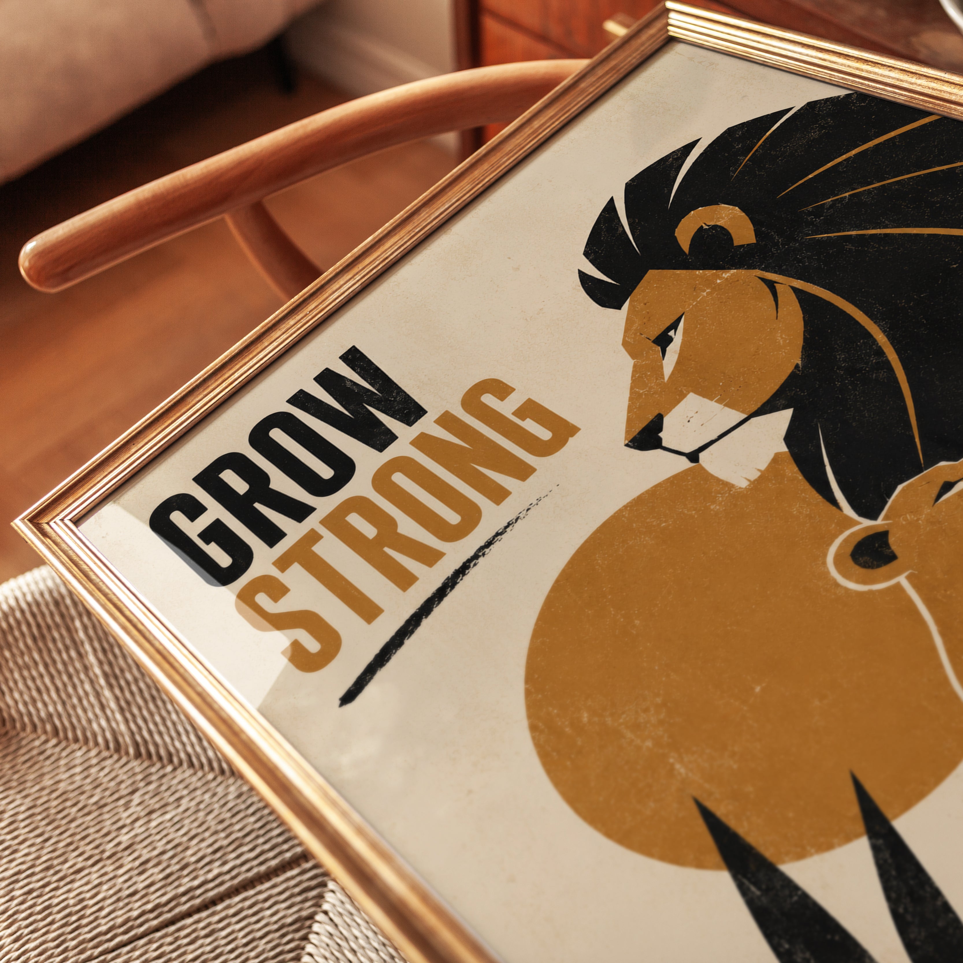 Lion Nursery Wall Art – Grow Strong Print - detail