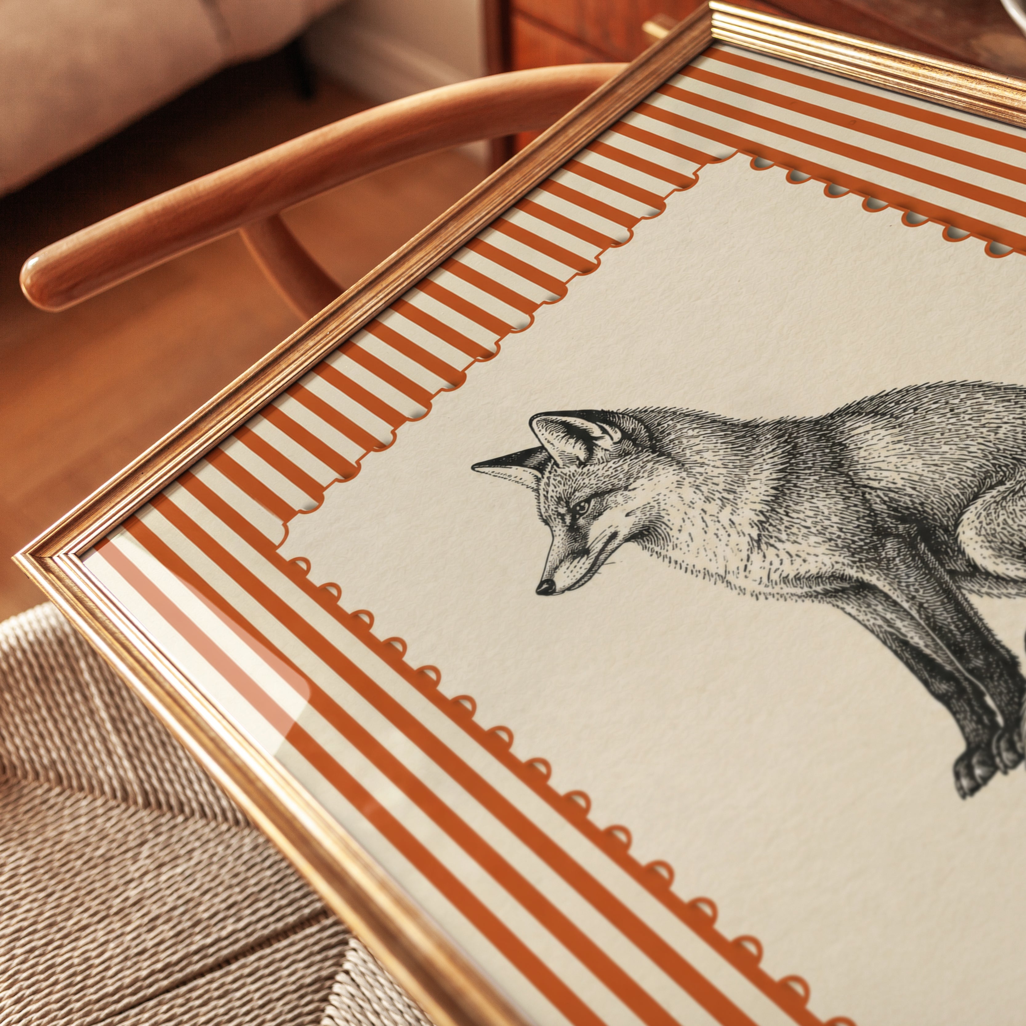 Fox Wall Art – Vintage Fox Print - detail