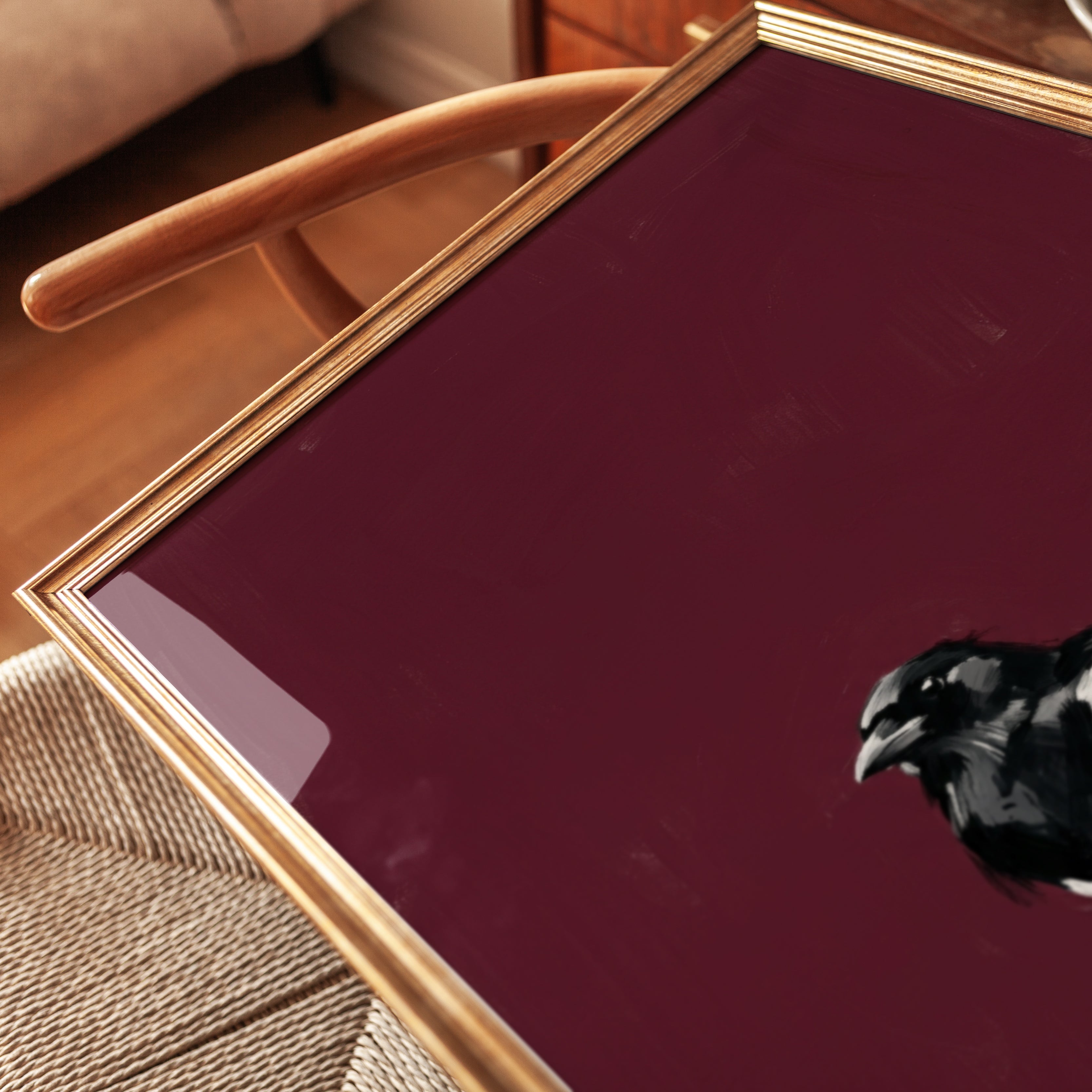 Magpie Bird Print — Bold Painterly Style - detail
