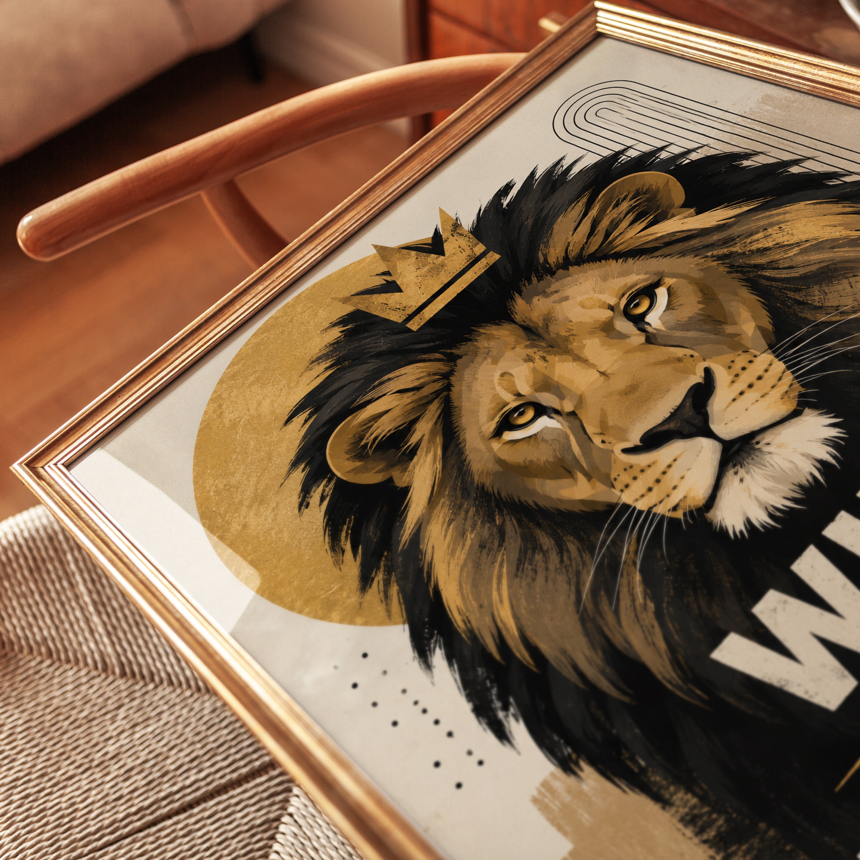 Lion Nursery Wall Art – Wild and Brave Print - detail