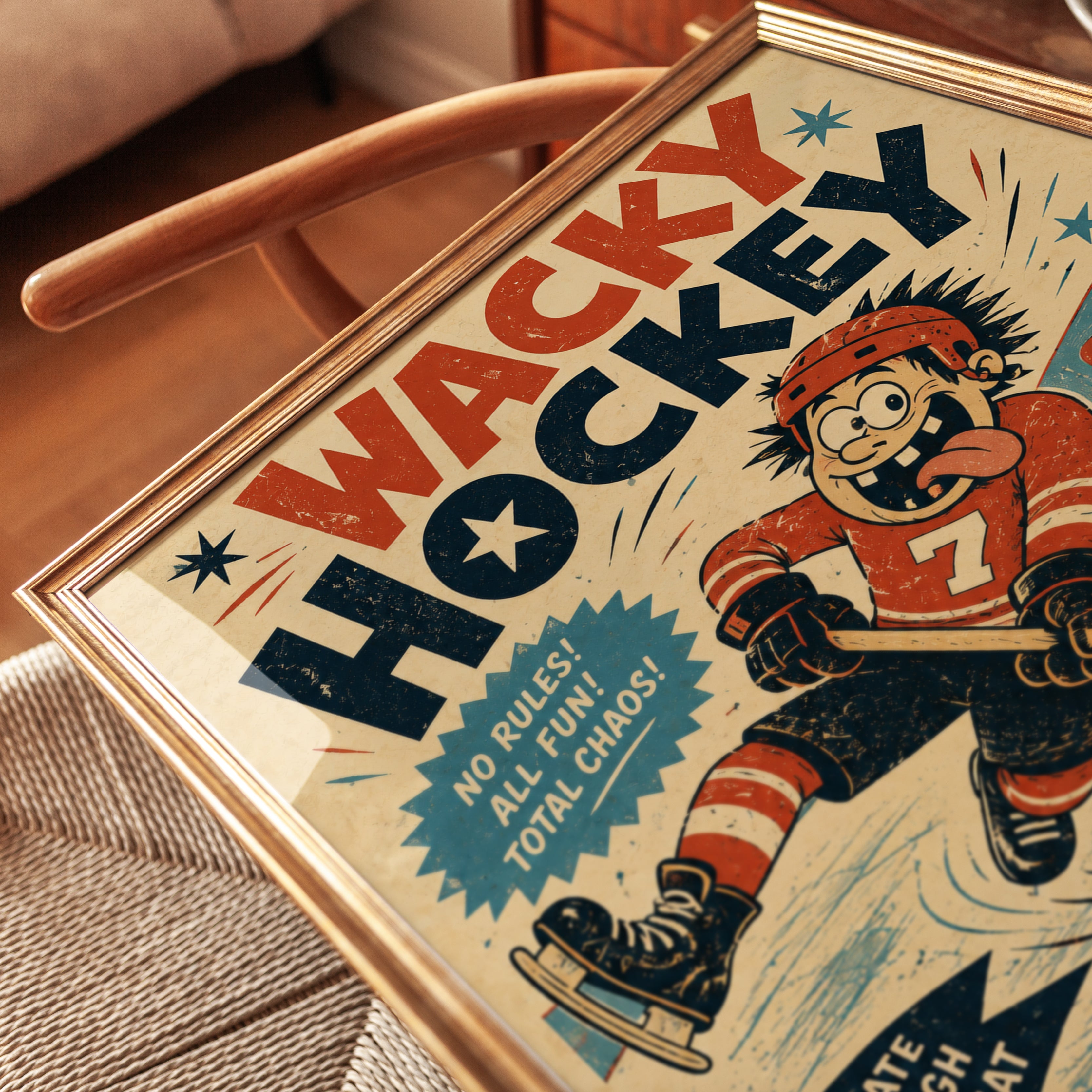 Vintage Hockey Poster – Retro Sports Print - detail