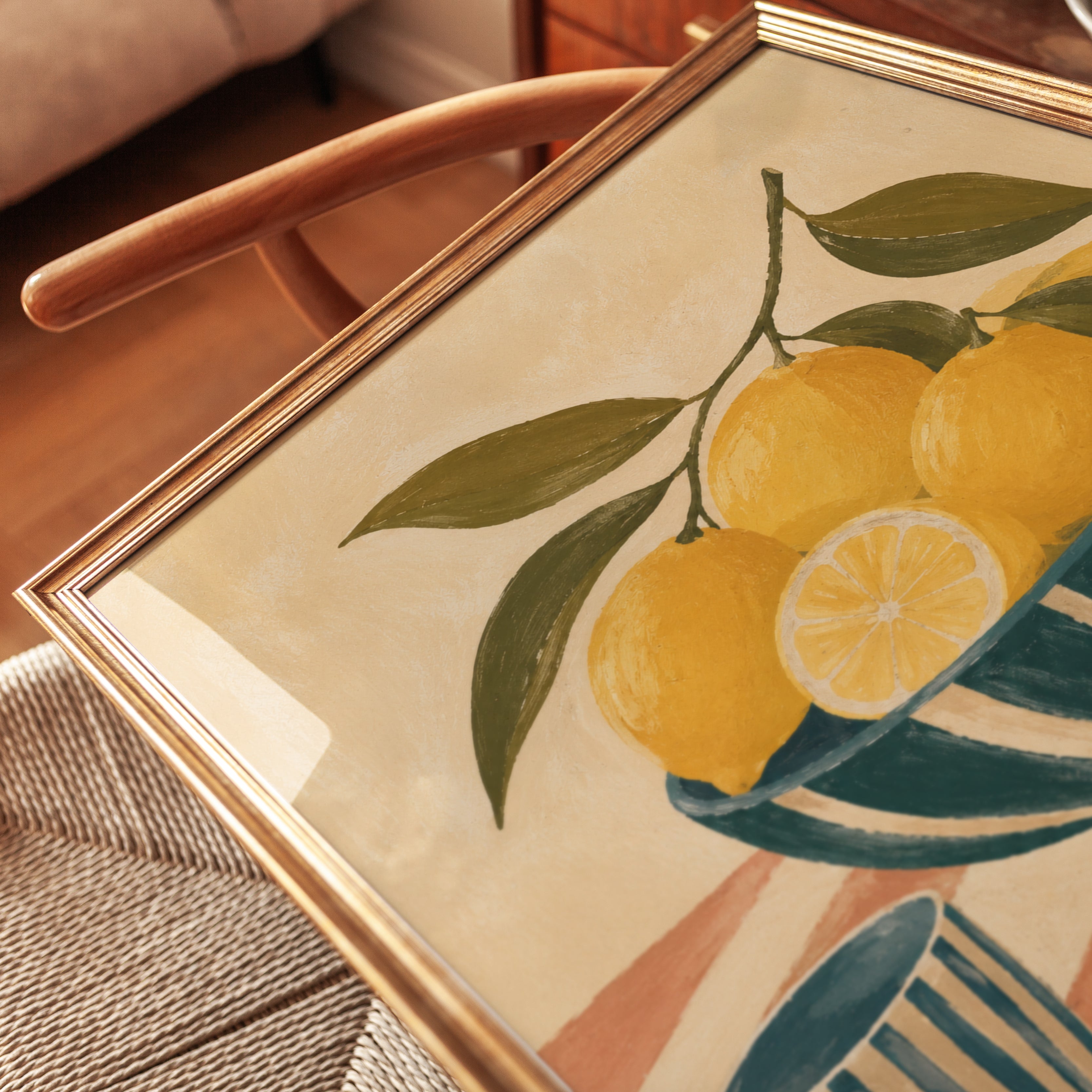 Lemon Kitchen Wall Art – Citrus Fruit Print - detail