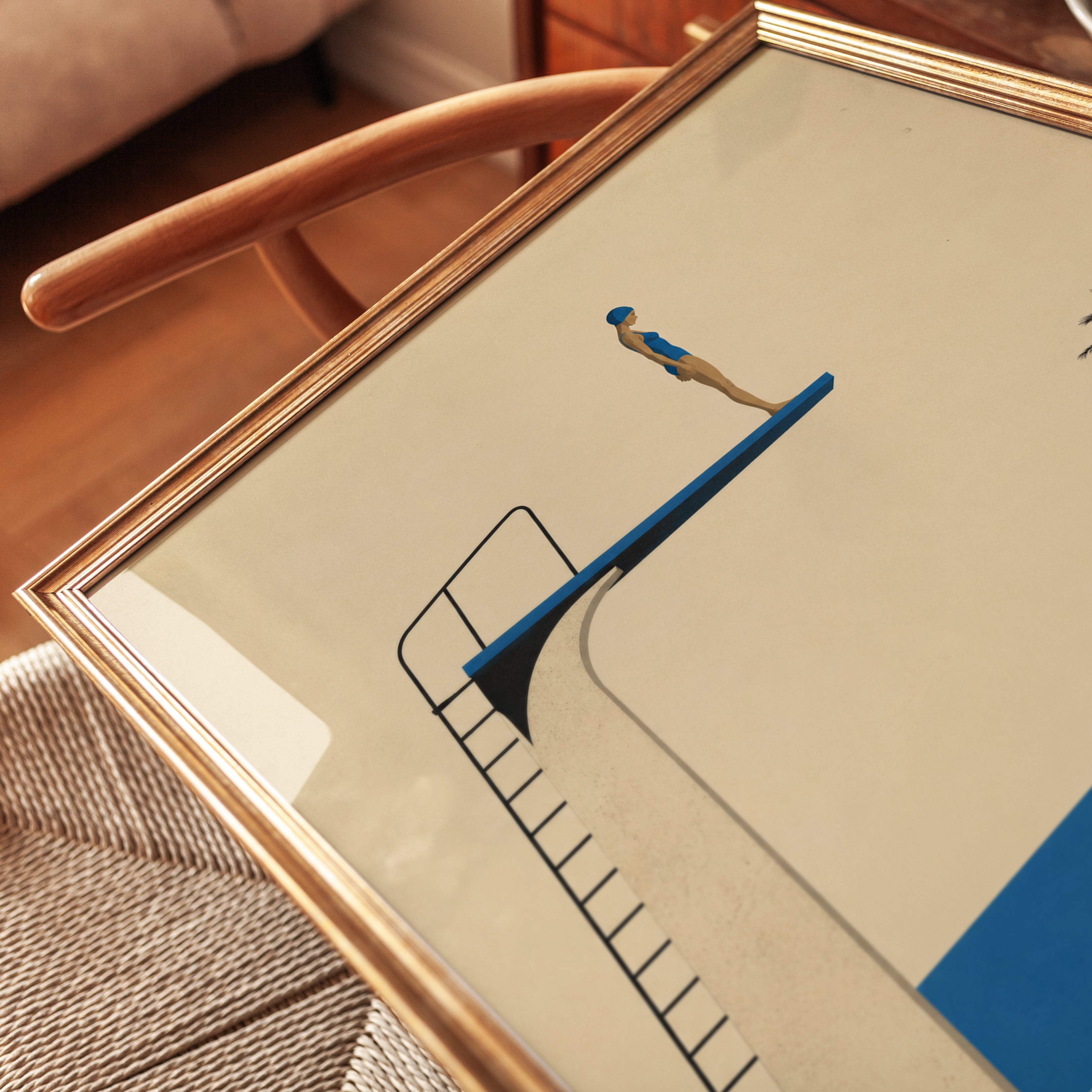 Swimming Pool Wall Art – Diving Board Print - detail