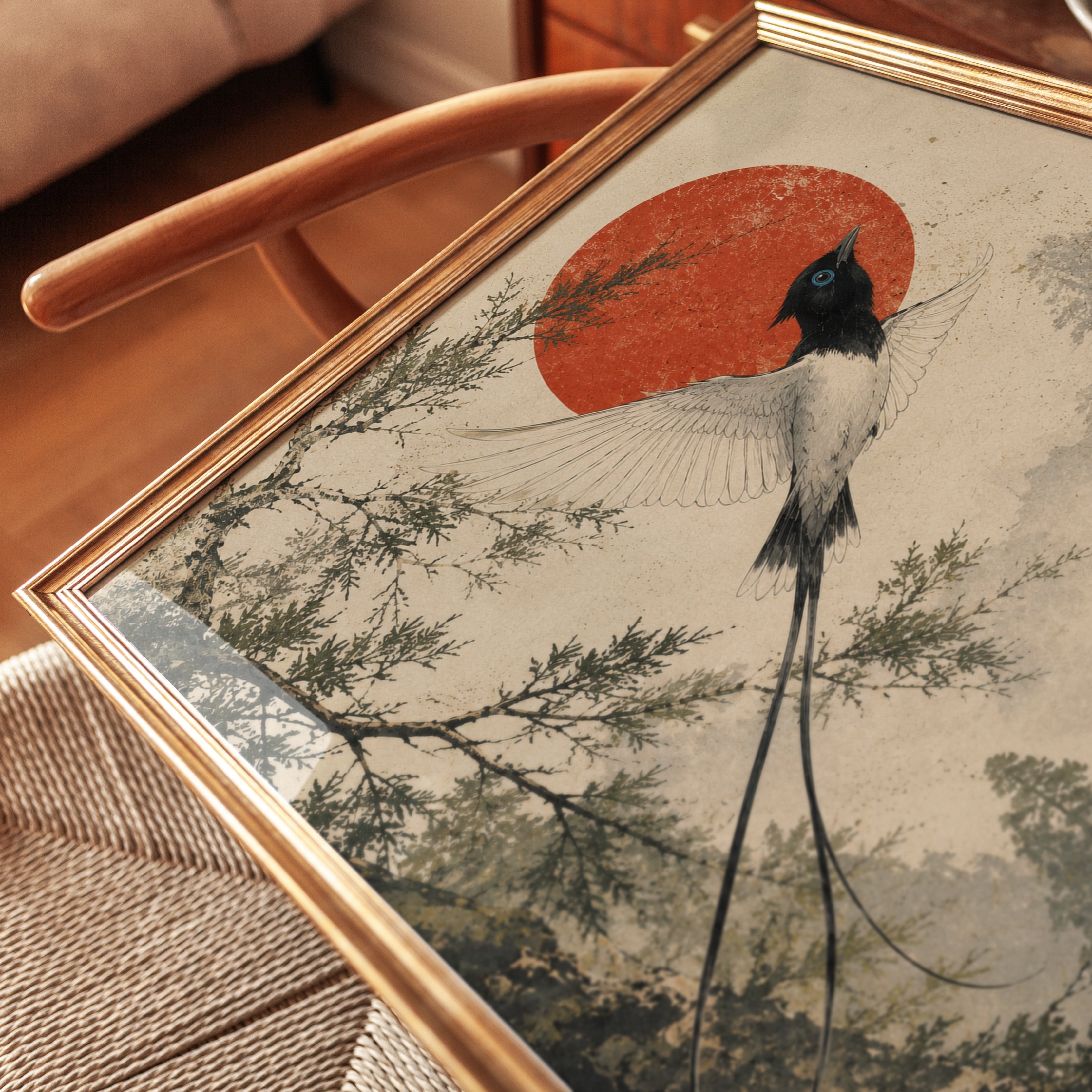 Japanese Bird Art Print - detail