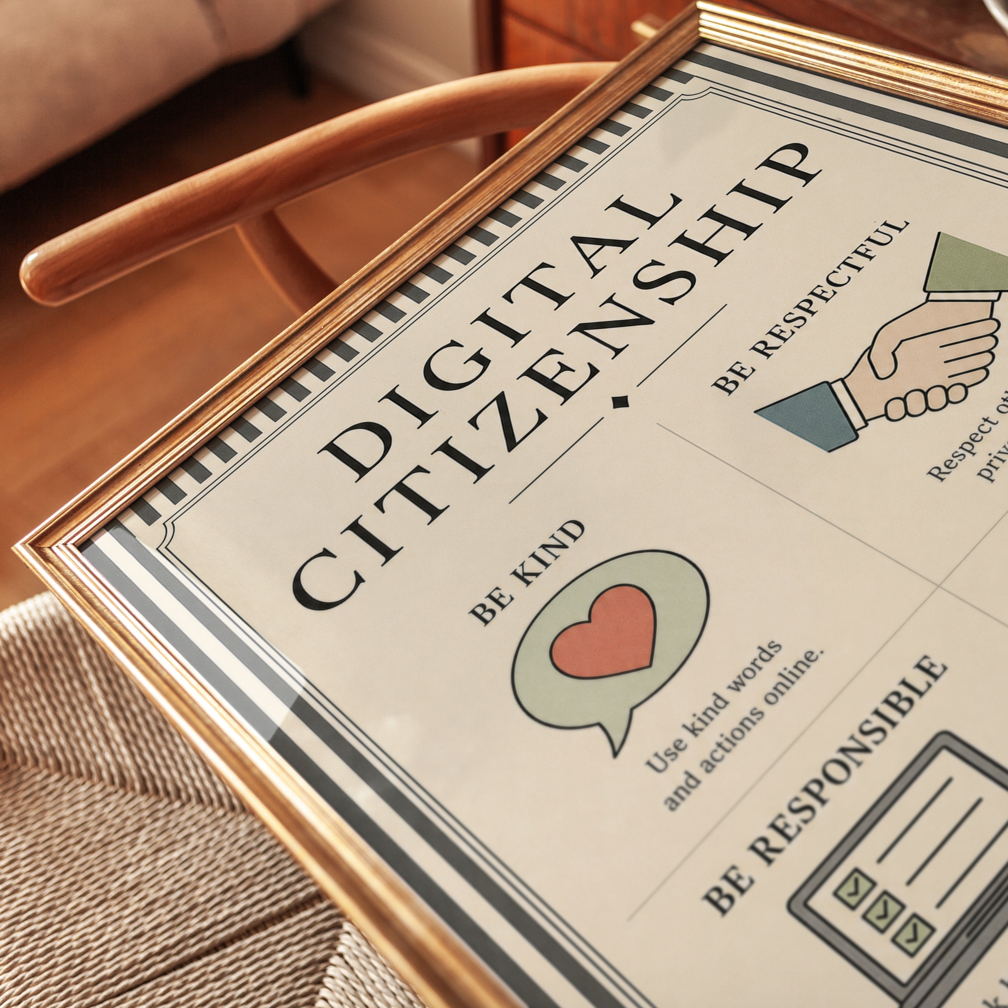 Digital Citizenship Poster: Vintage Educational Wall Art - detail