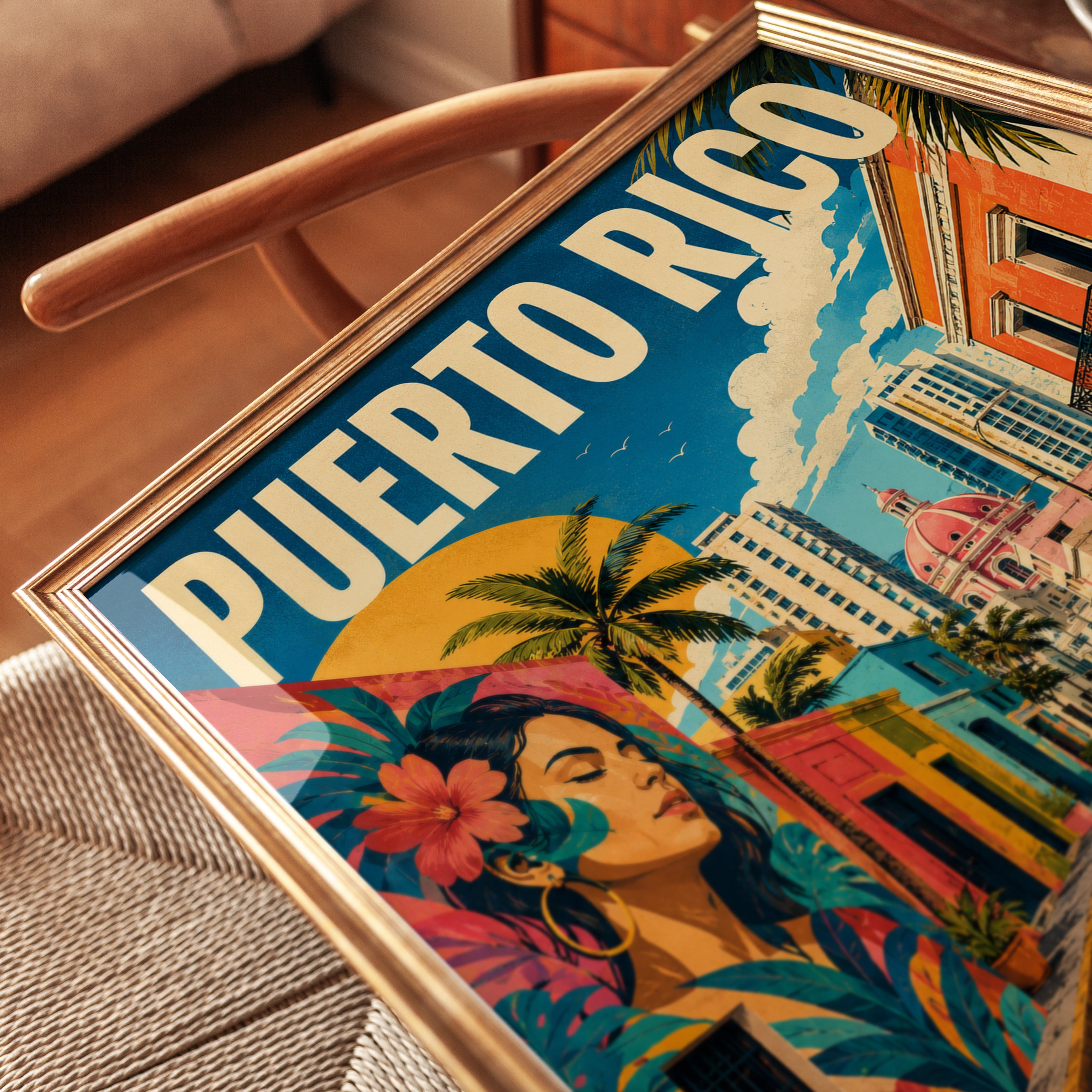 Puerto Rico Travel Poster – Santurce Wall Art - detail