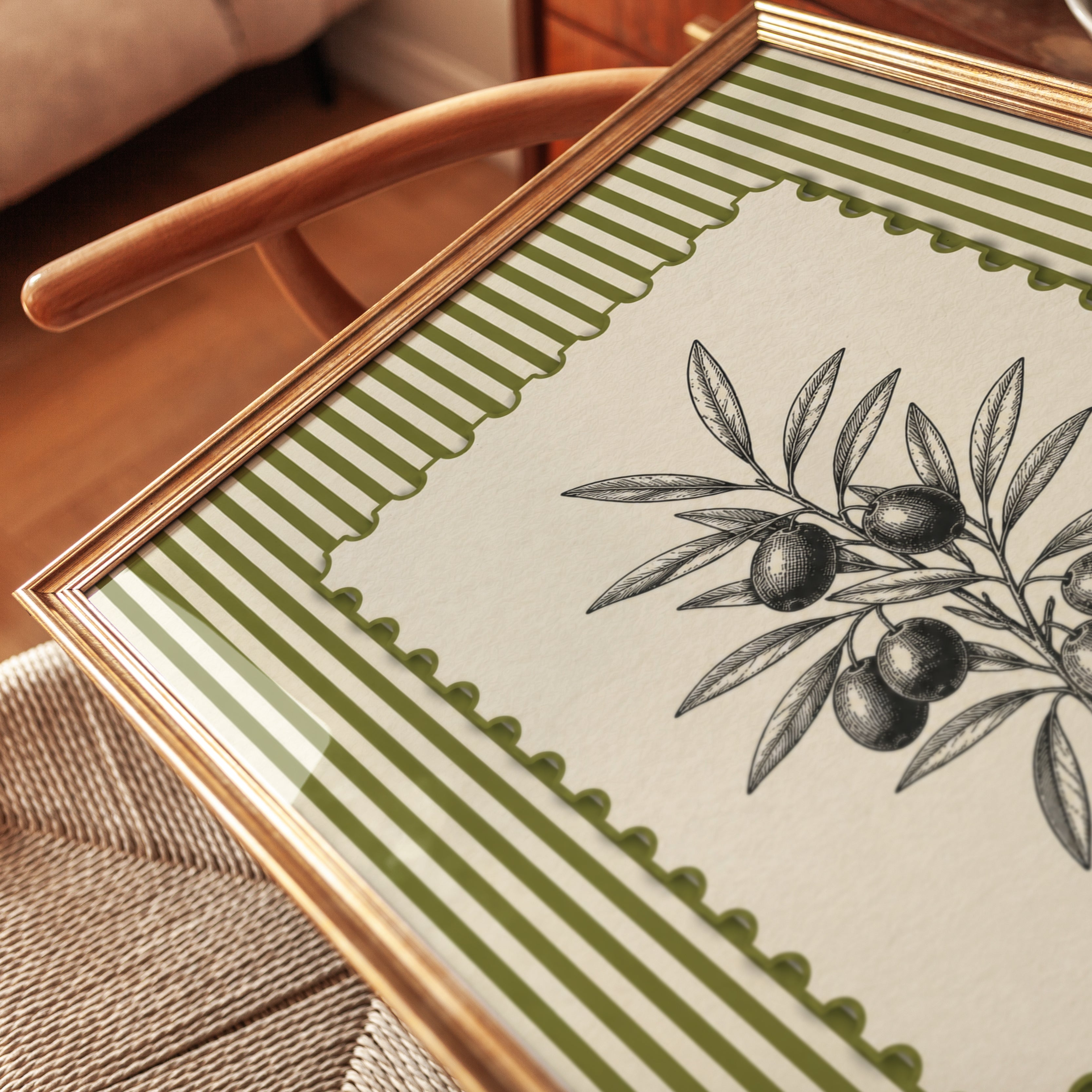 Olive Branch Wall Art – Botanical Kitchen Print - detail