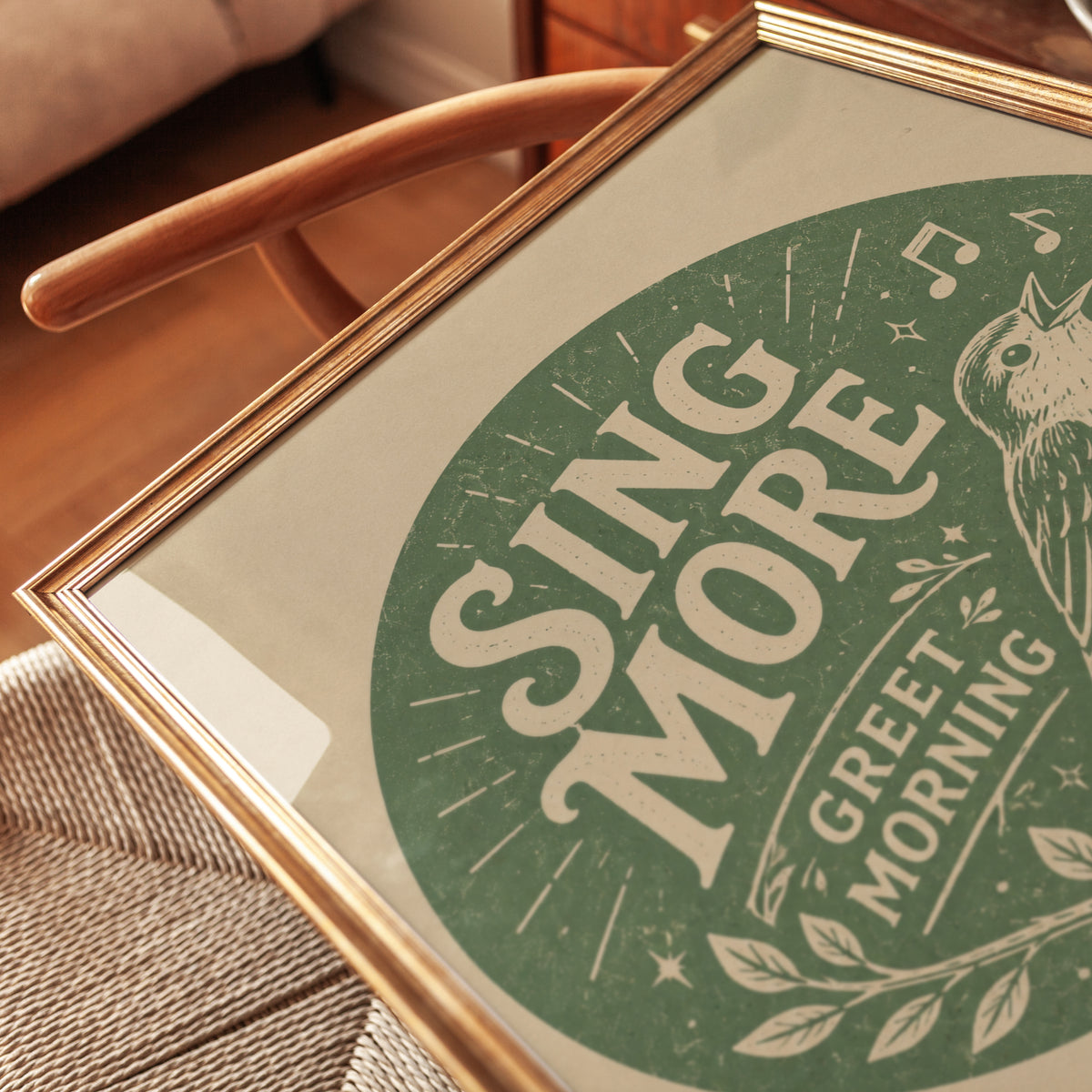 Motivational Wall Art: Vintage Bird Design - detail