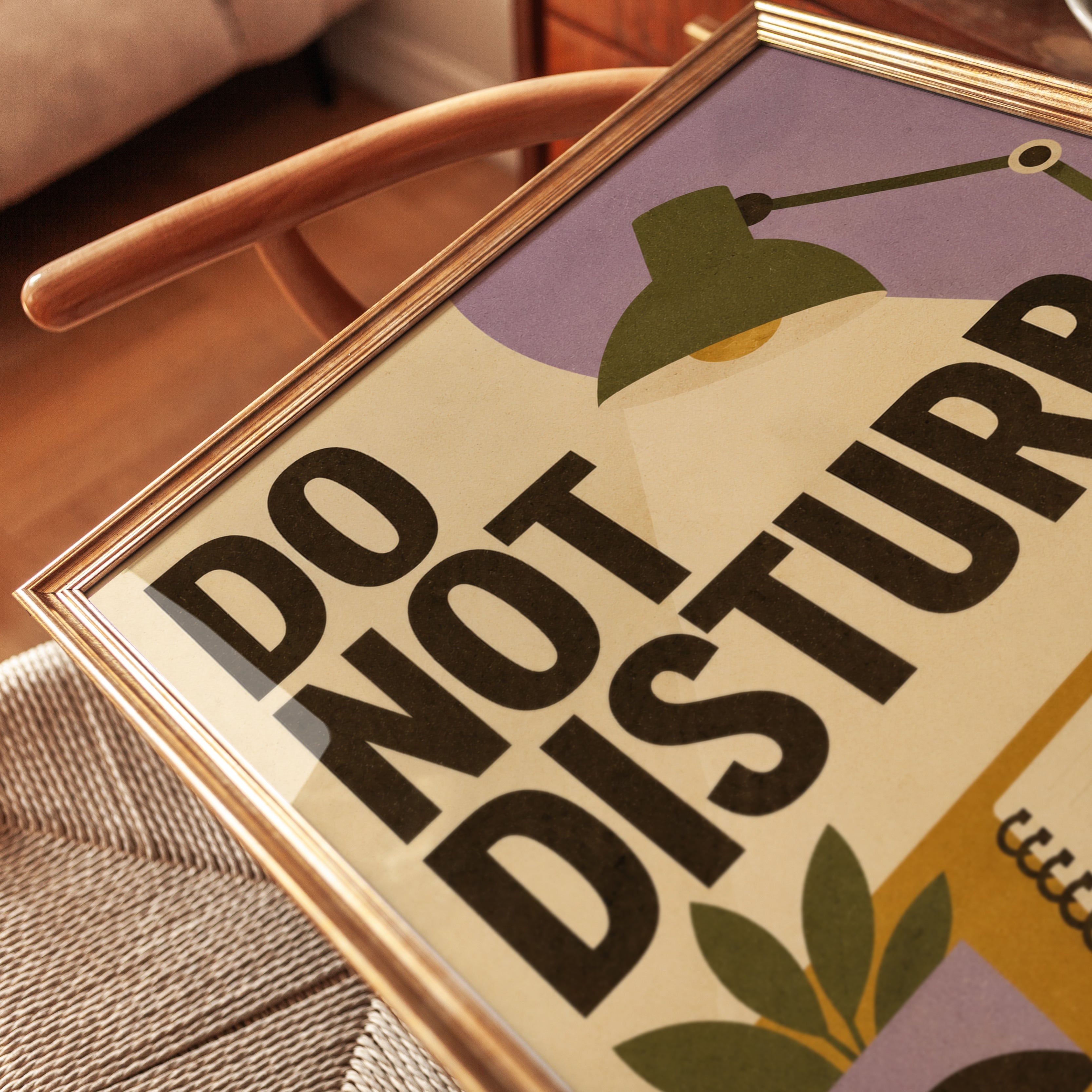 Do Not Disturb Workspace Print: Retro Desk Lamp Art Poster - detail