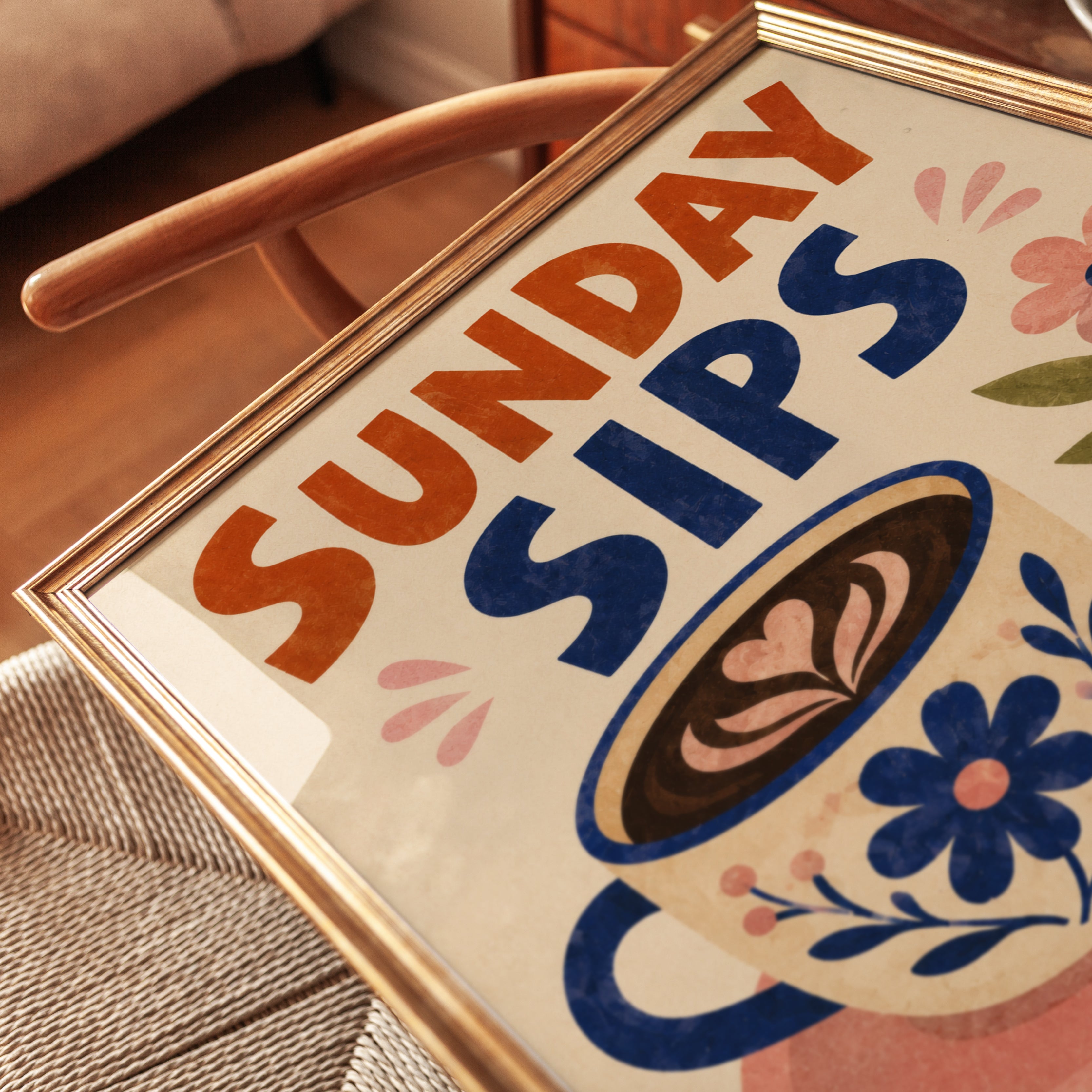 Coffee Wall Art – Sunday Sips Kitchen Print - detail