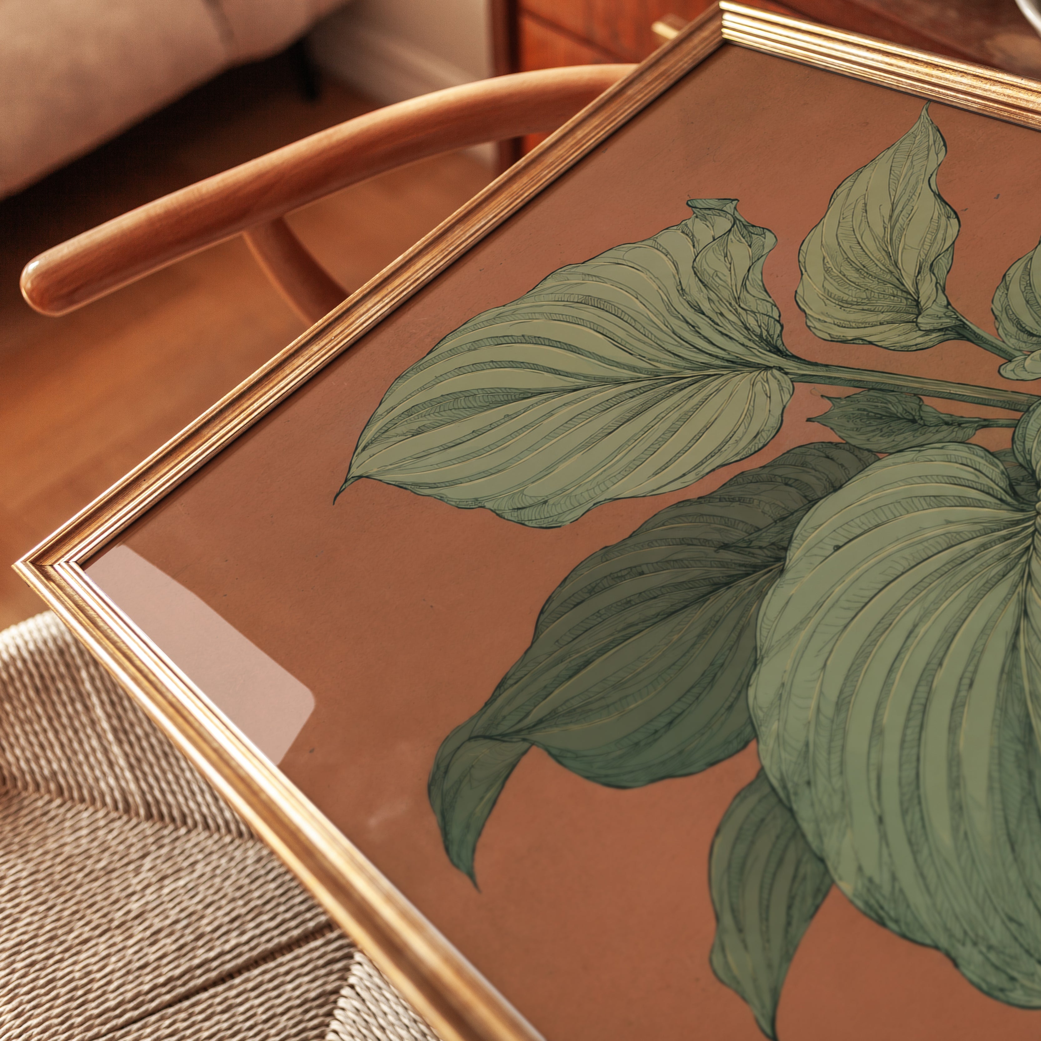 Botanical Hosta Plant Print — Japanese-Inspired Illustration - detail