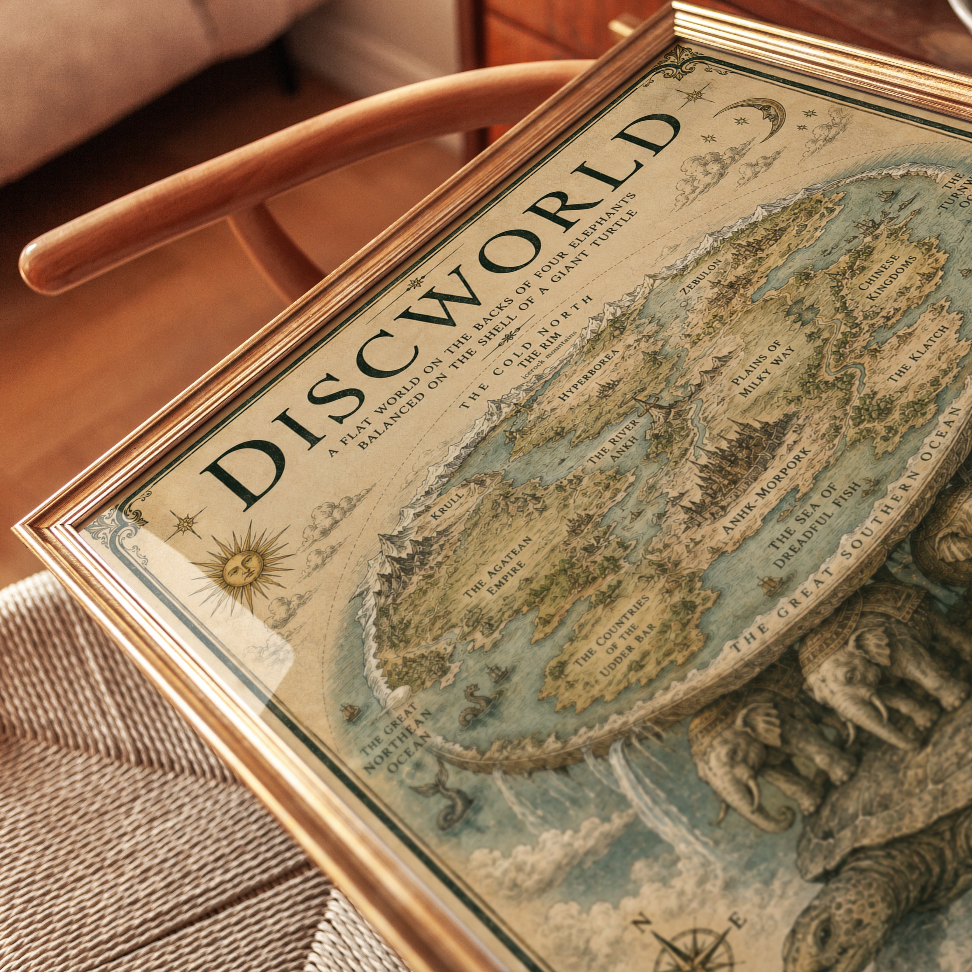 Fantasy Map Poster – Discworld Art Print - detail