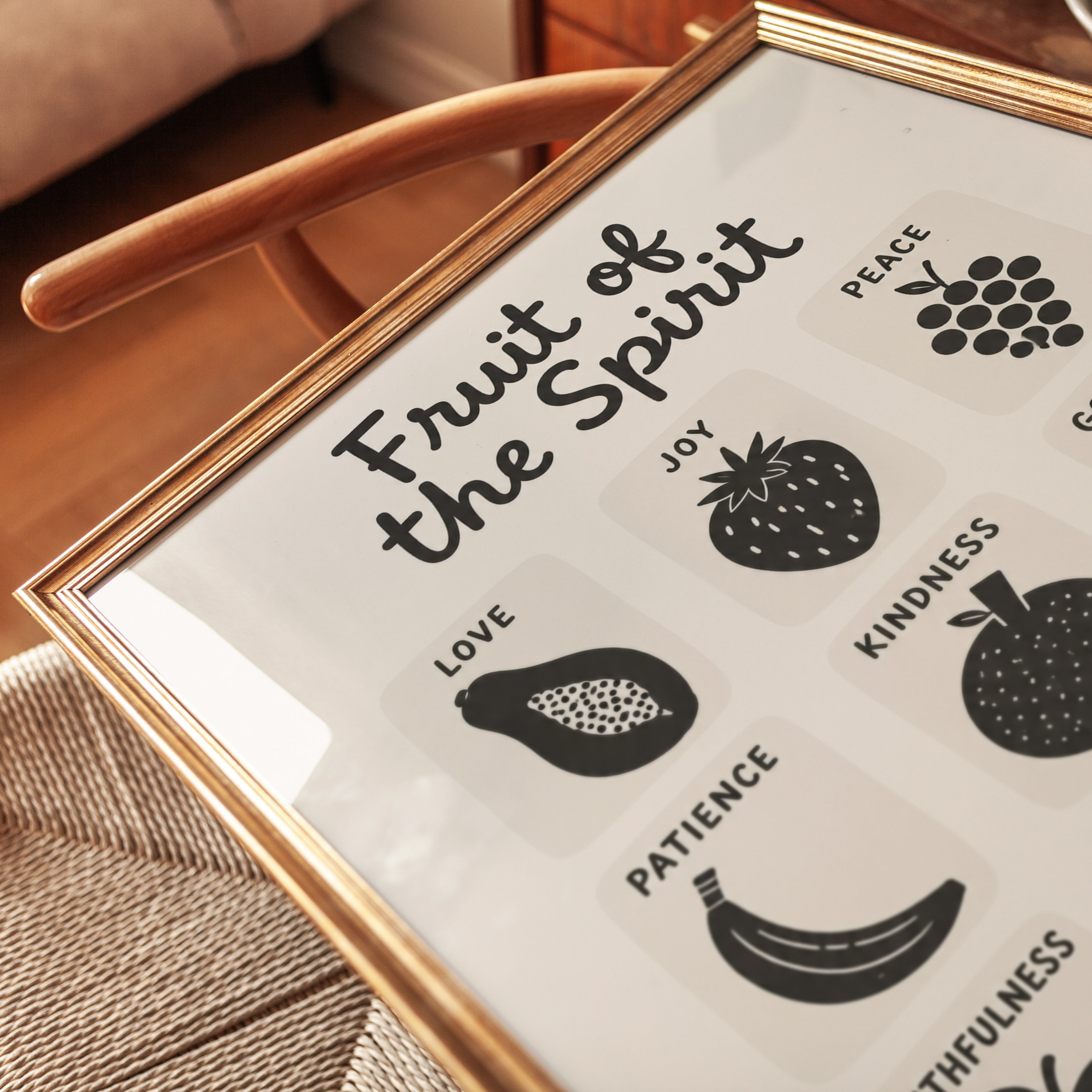 Fruit of the Spirit Print: Minimalist Christian Scripture Art - detail