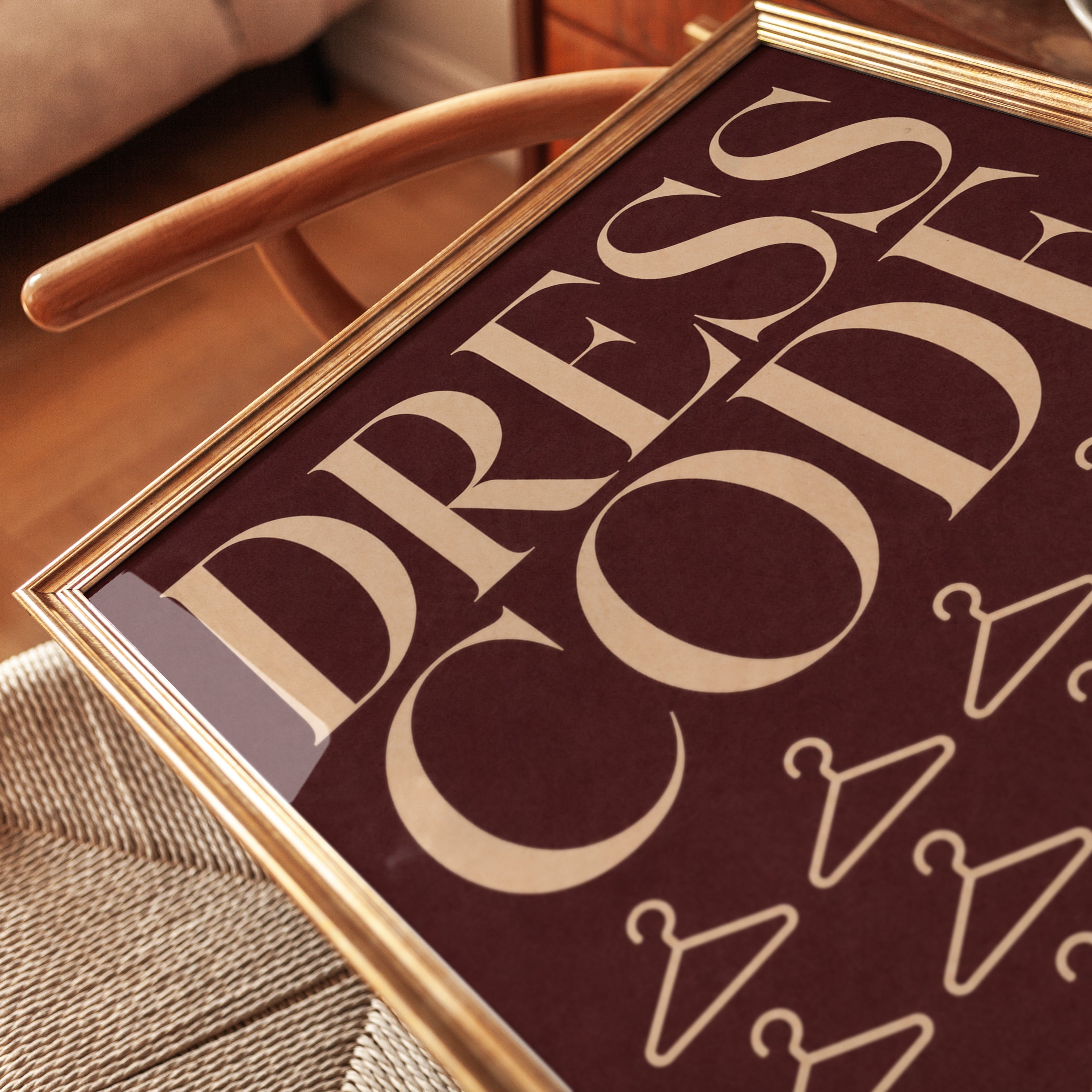 Fashion Wall Art Print: Burgundy Typography - detail