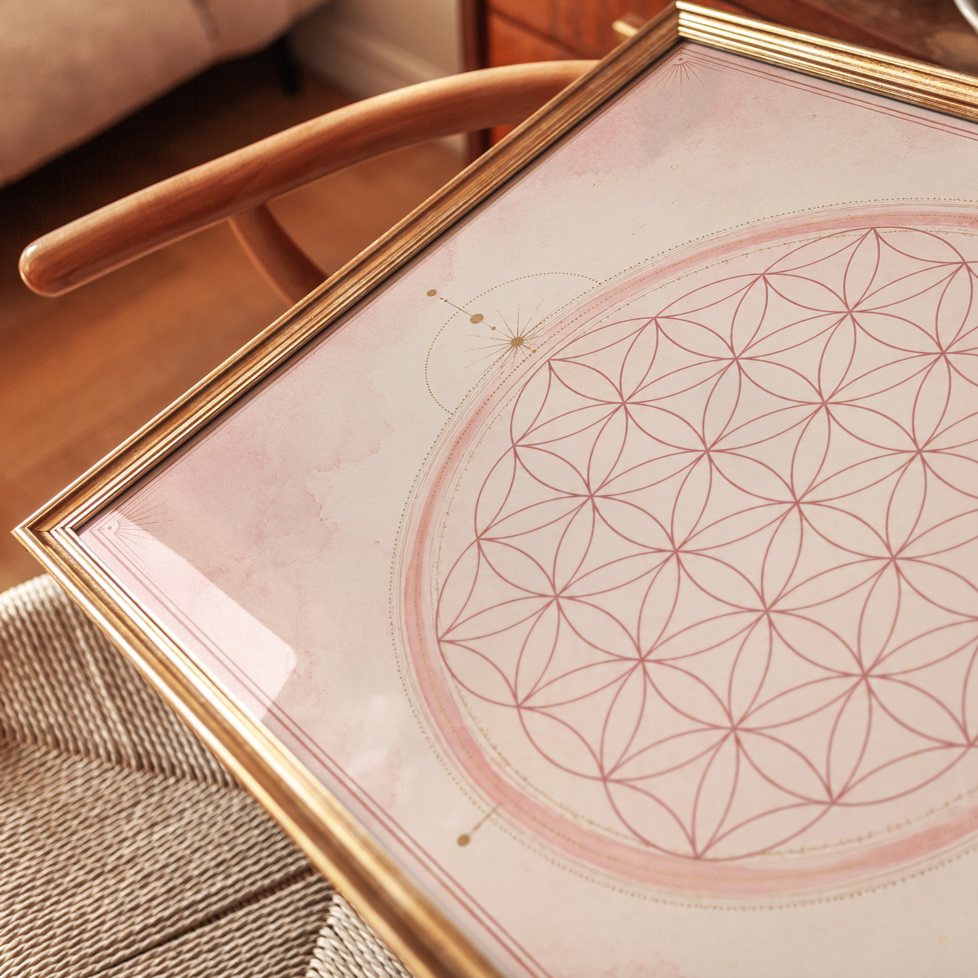 Sacred Geometry Mandala: Flower of Life Art Print - detail