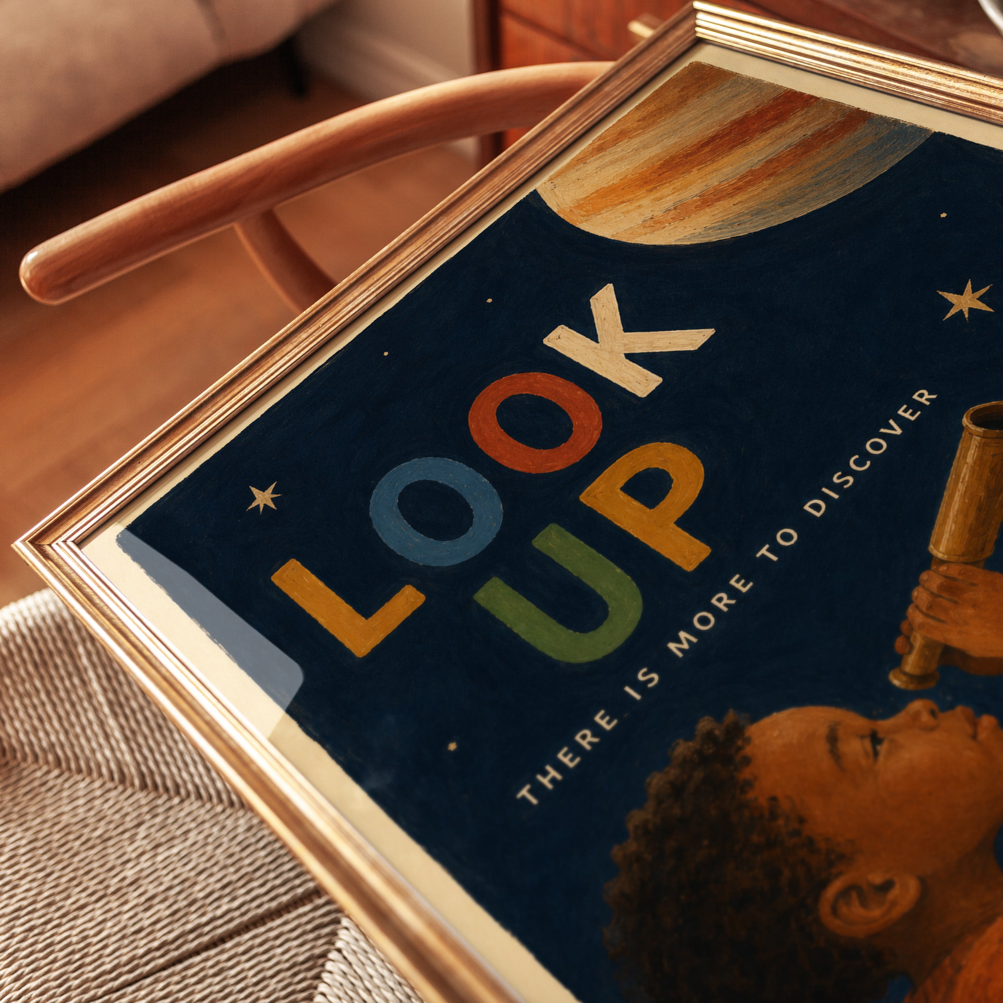 Look Up Wall Art – Space Nursery Print - detail