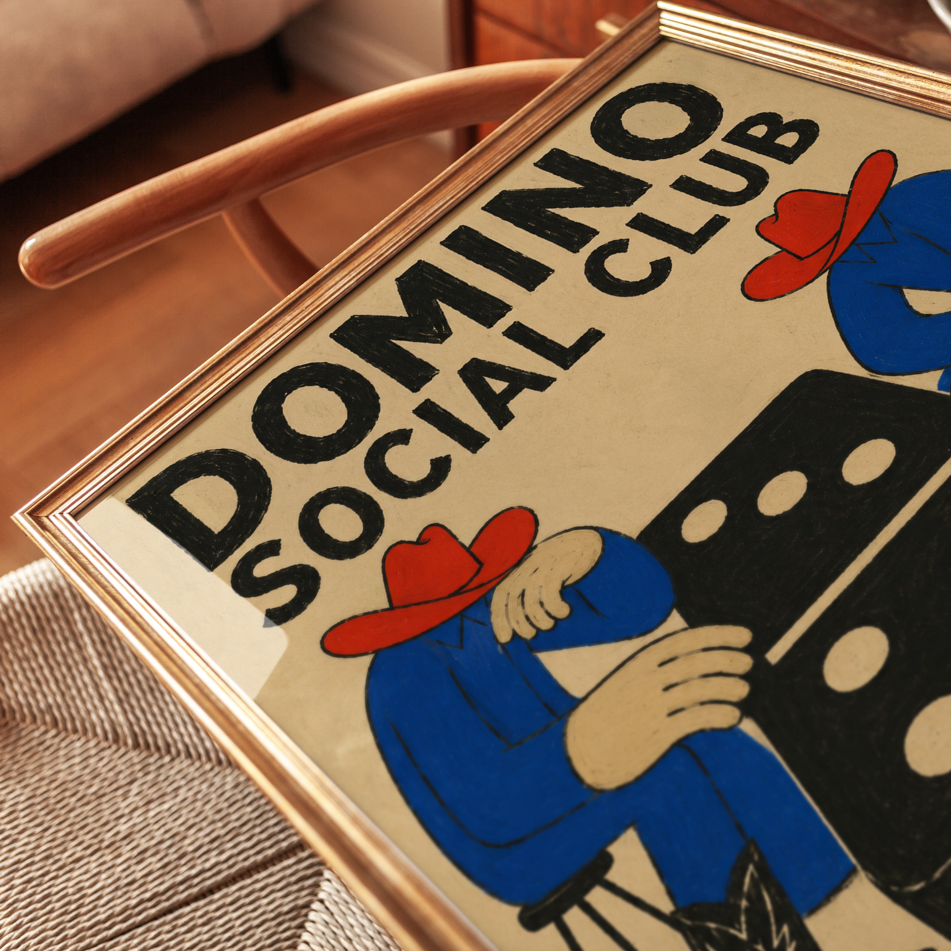 Domino Wall Art – Vintage Game Room Print - detail