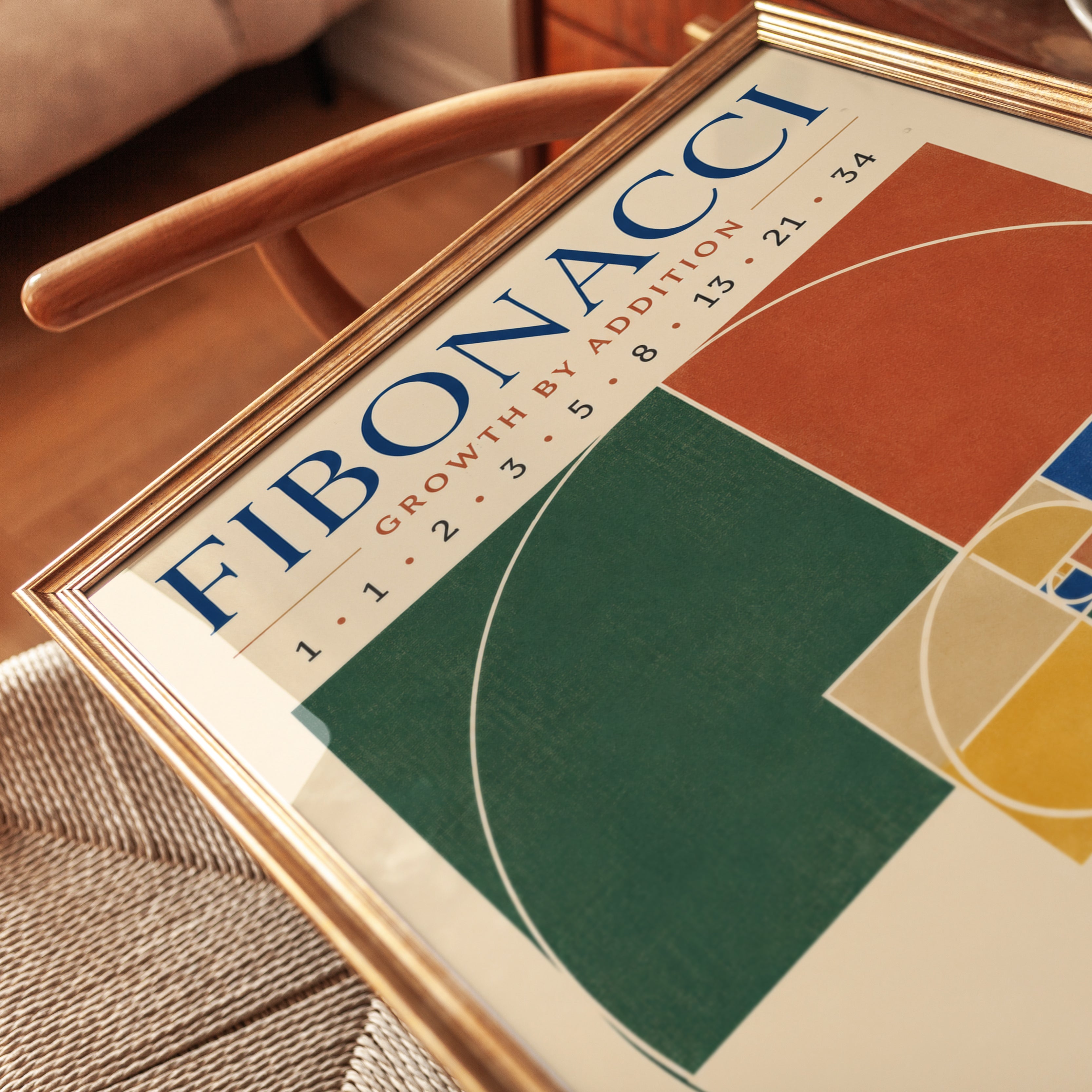 Fibonacci Golden Ratio Poster: Geometric Mathematics Wall Art - detail