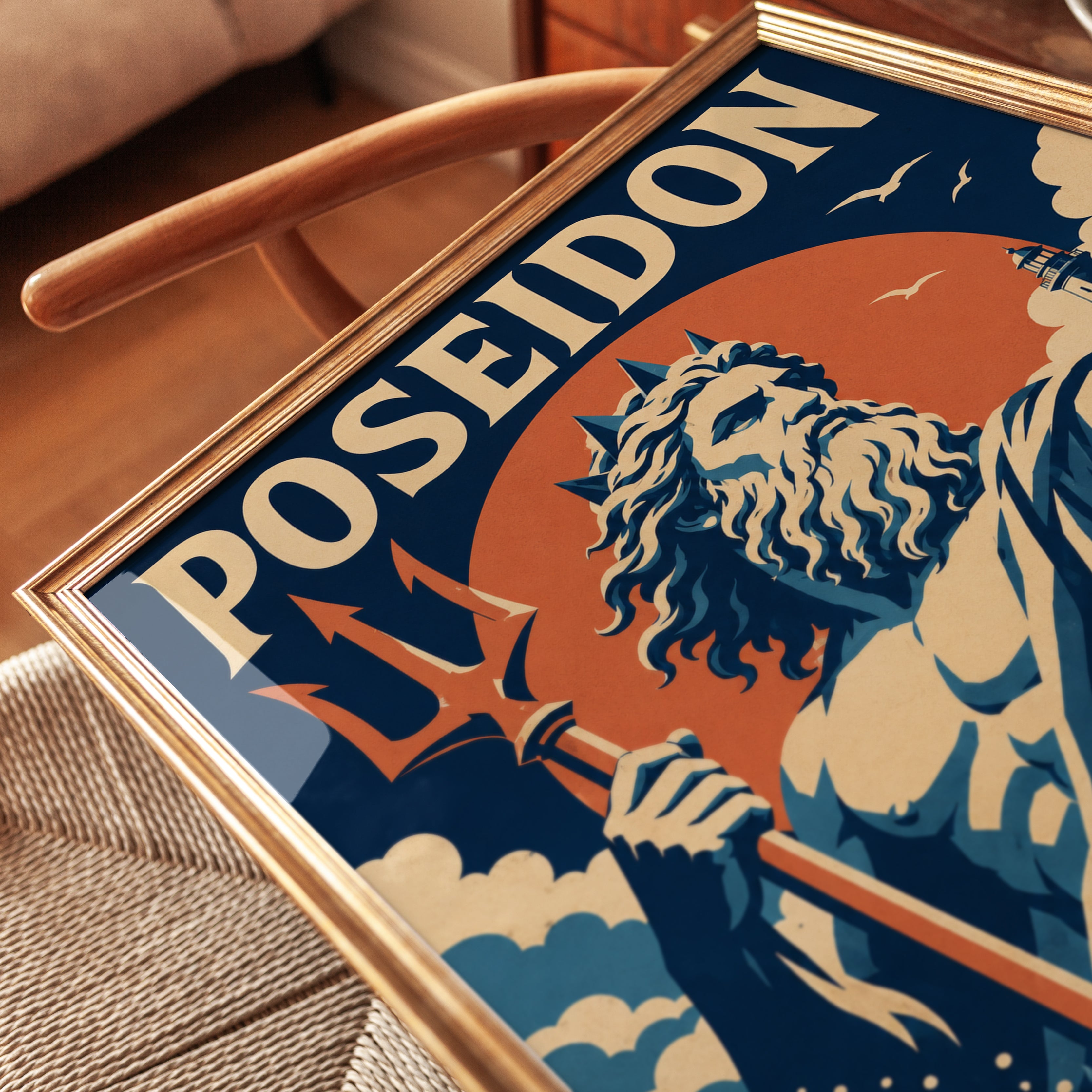 Vintage Travel Poster – Greek Mythology Wall Art - detail