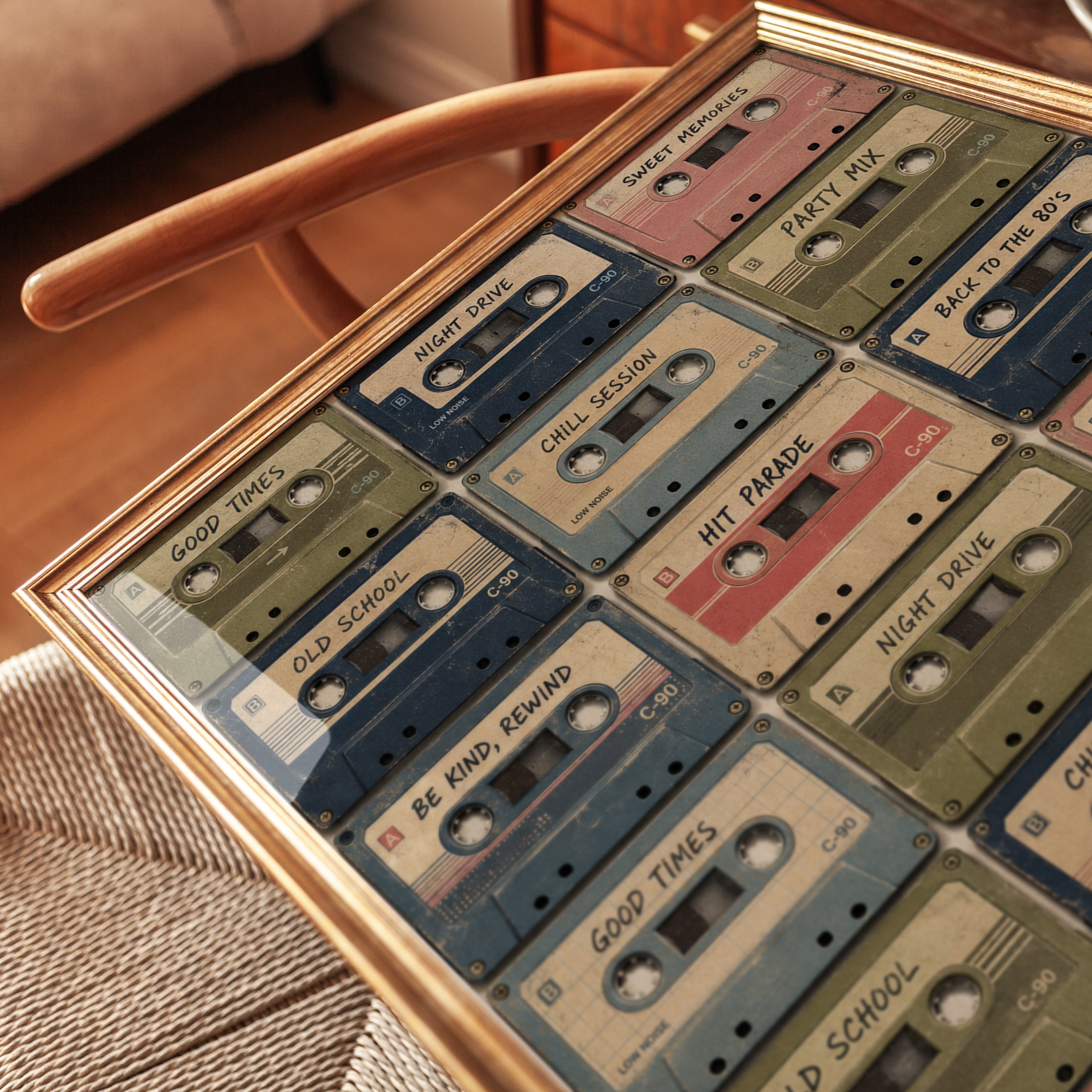 Cassette Tape Print: 1980s Retro Music Decor (Unframed Art Print) - detail