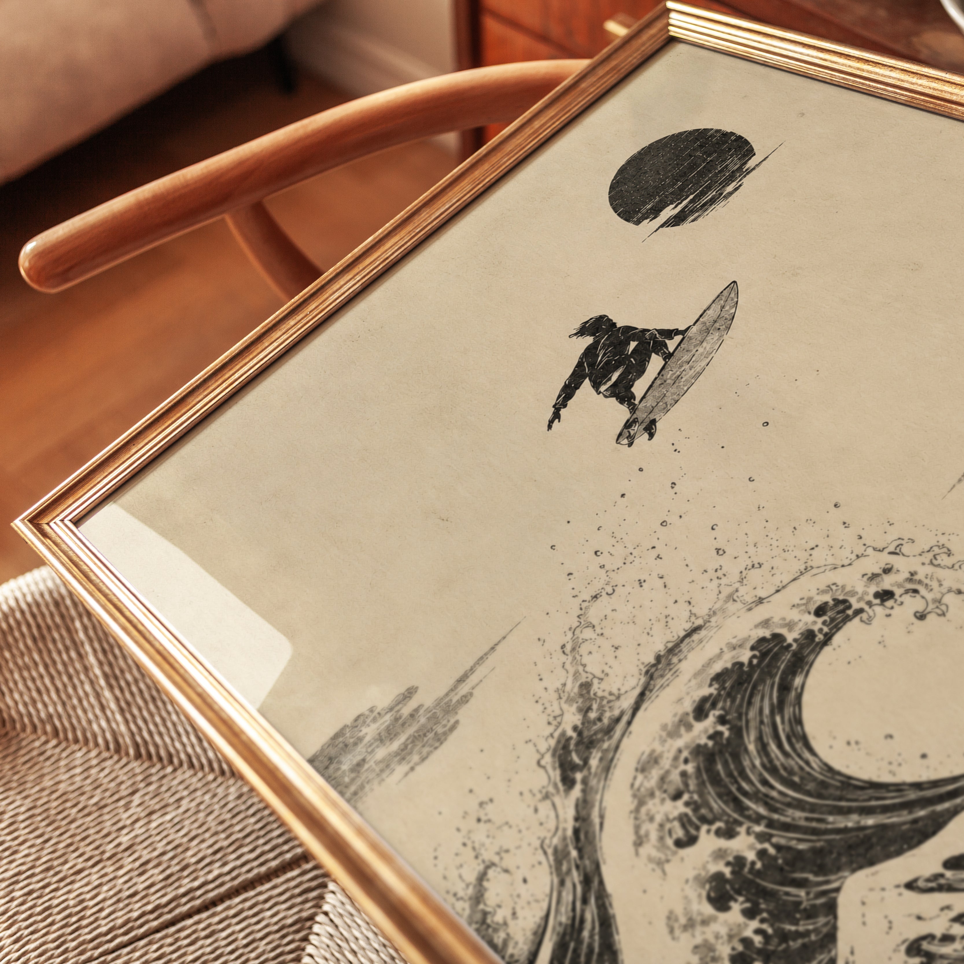 Surf Wall Art – Japanese Wave Print - detail