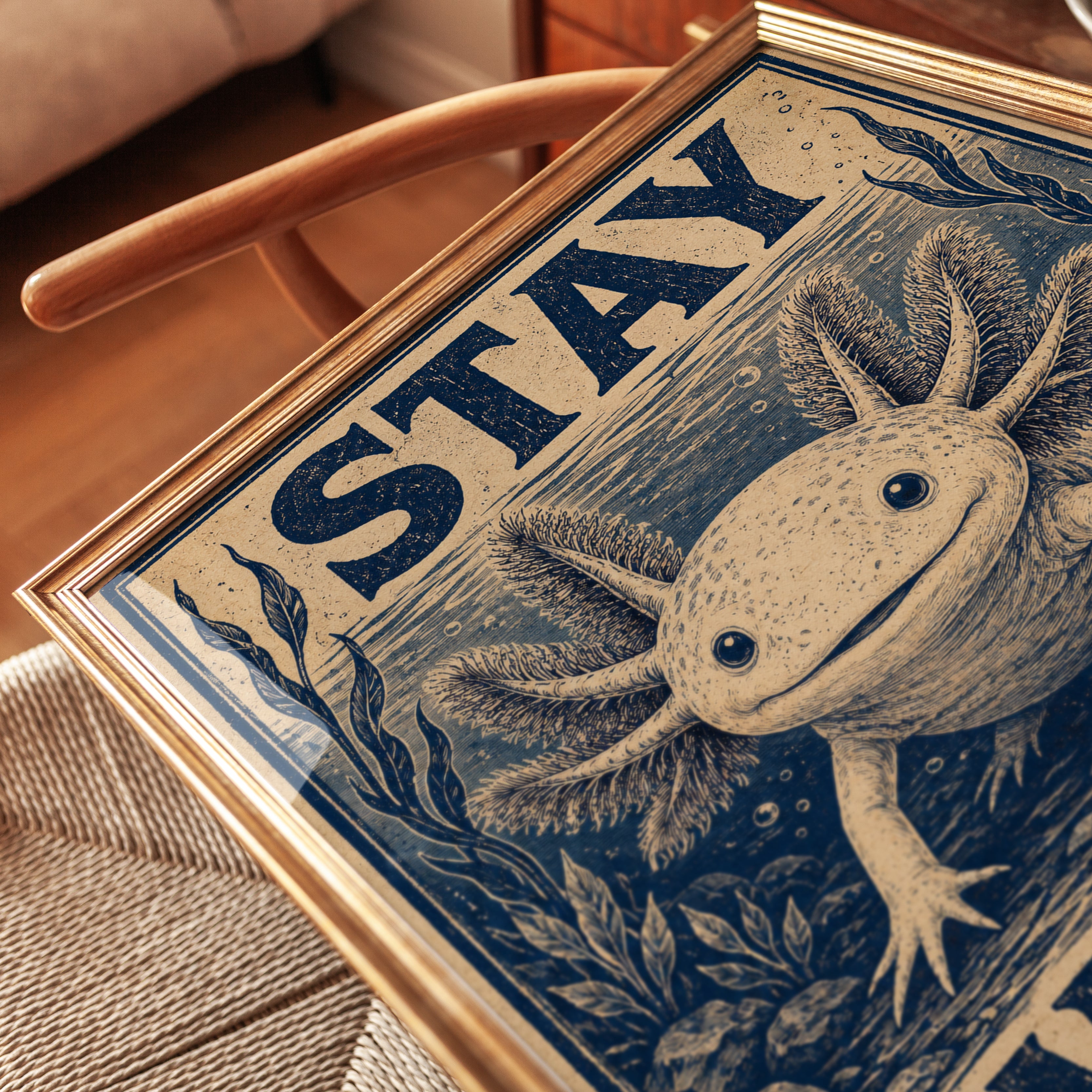 Stay Weird Axolotl Print - detail