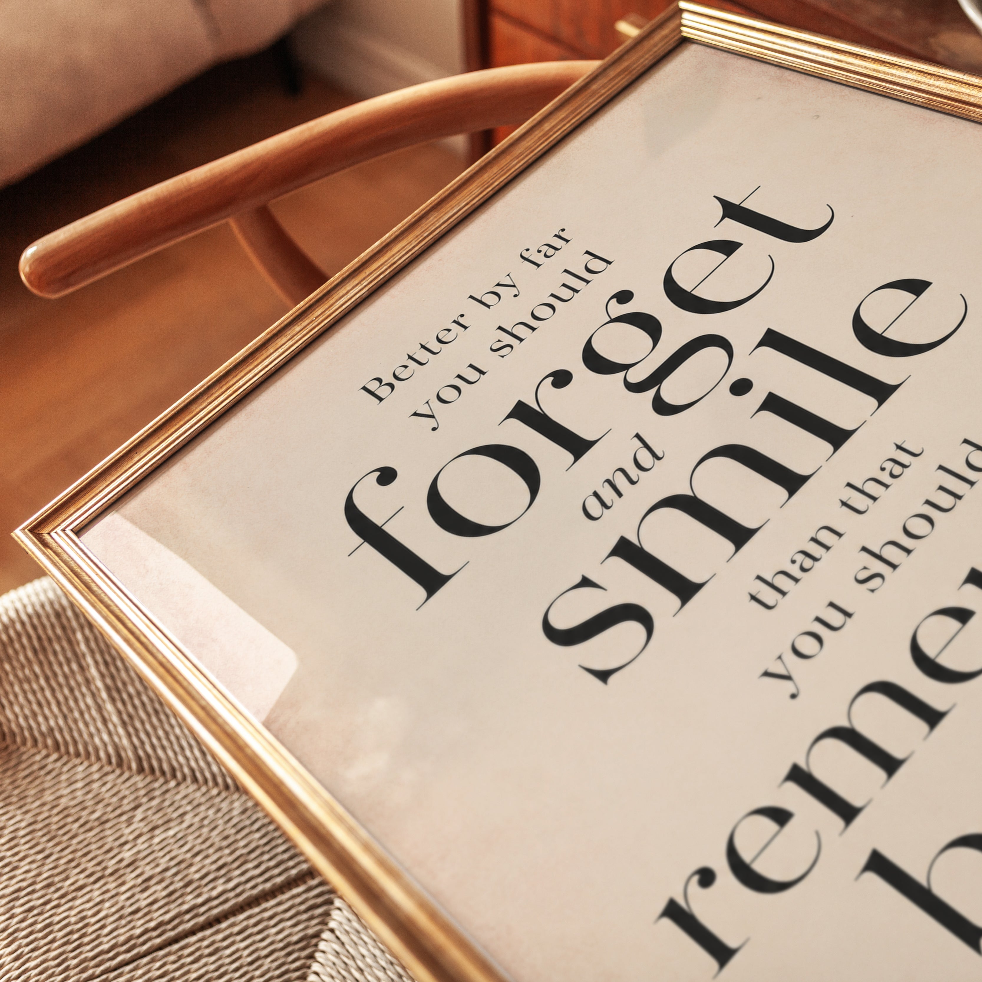 Forget and Smile Print – Quote Wall Art - detail