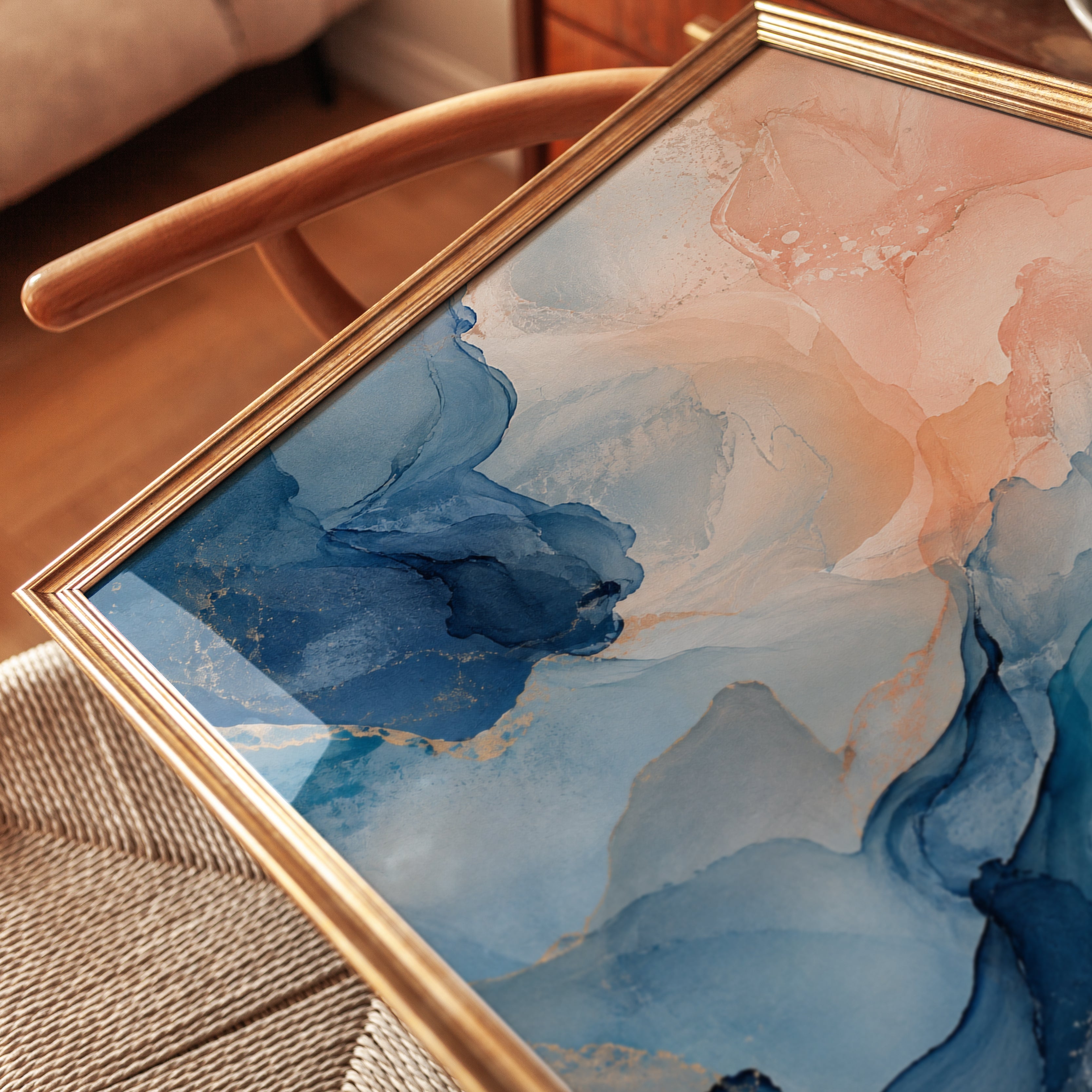 Blue and Pink Abstract Art - detail