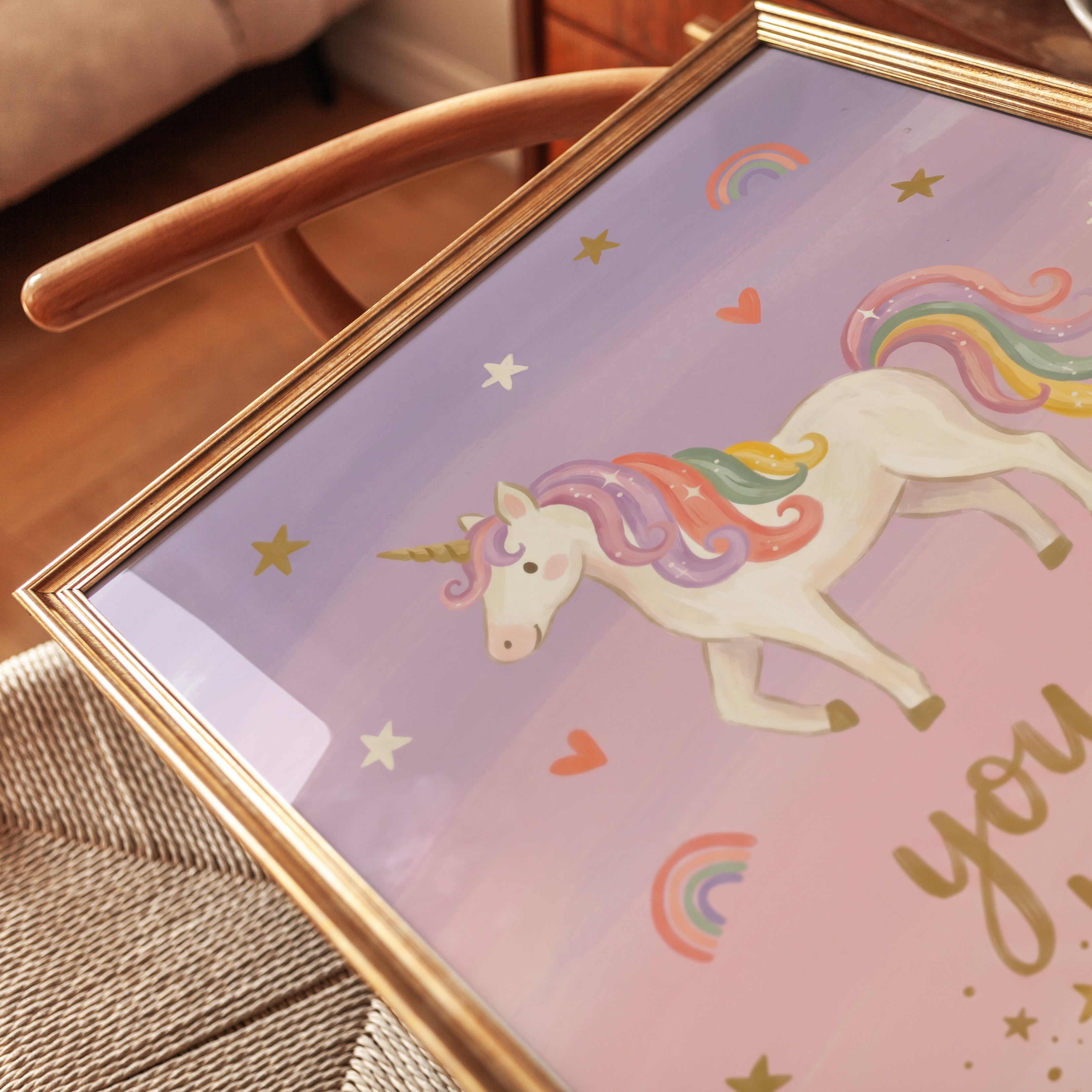 Whimsical Unicorn Print - detail