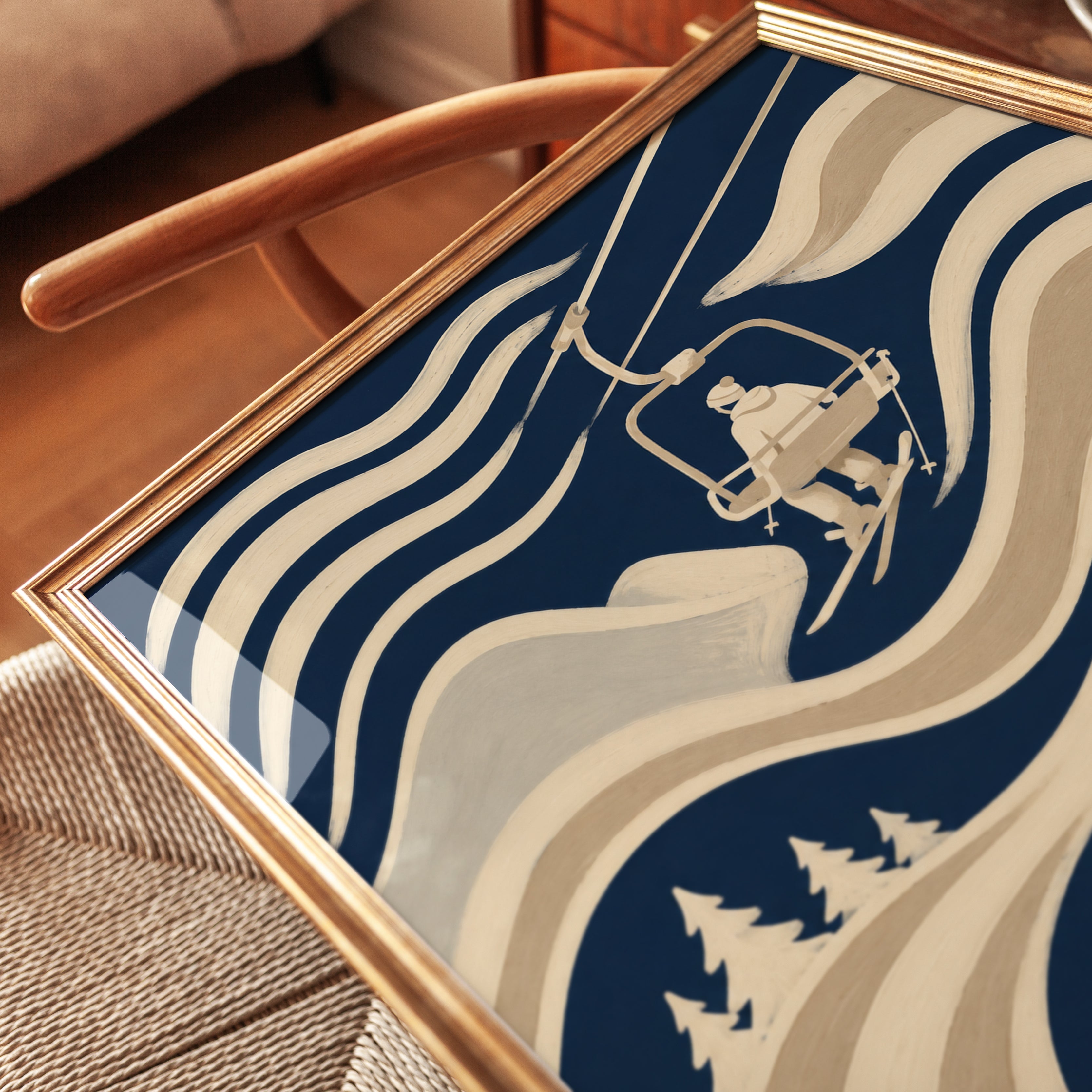 Ski Poster – Vintage Ski Lift Print - detail