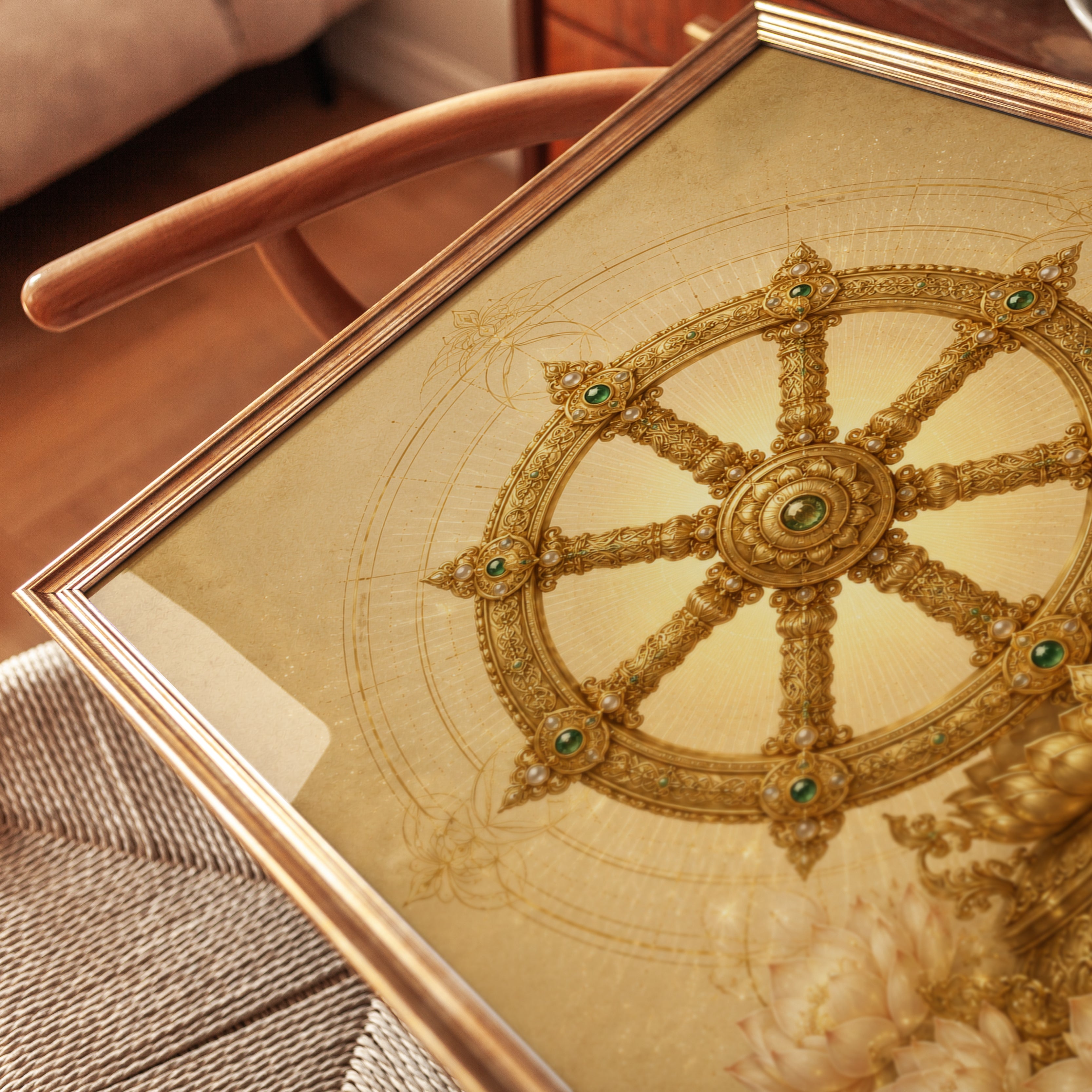 Dharma Wheel Wall Art – Buddhist Decor - detail