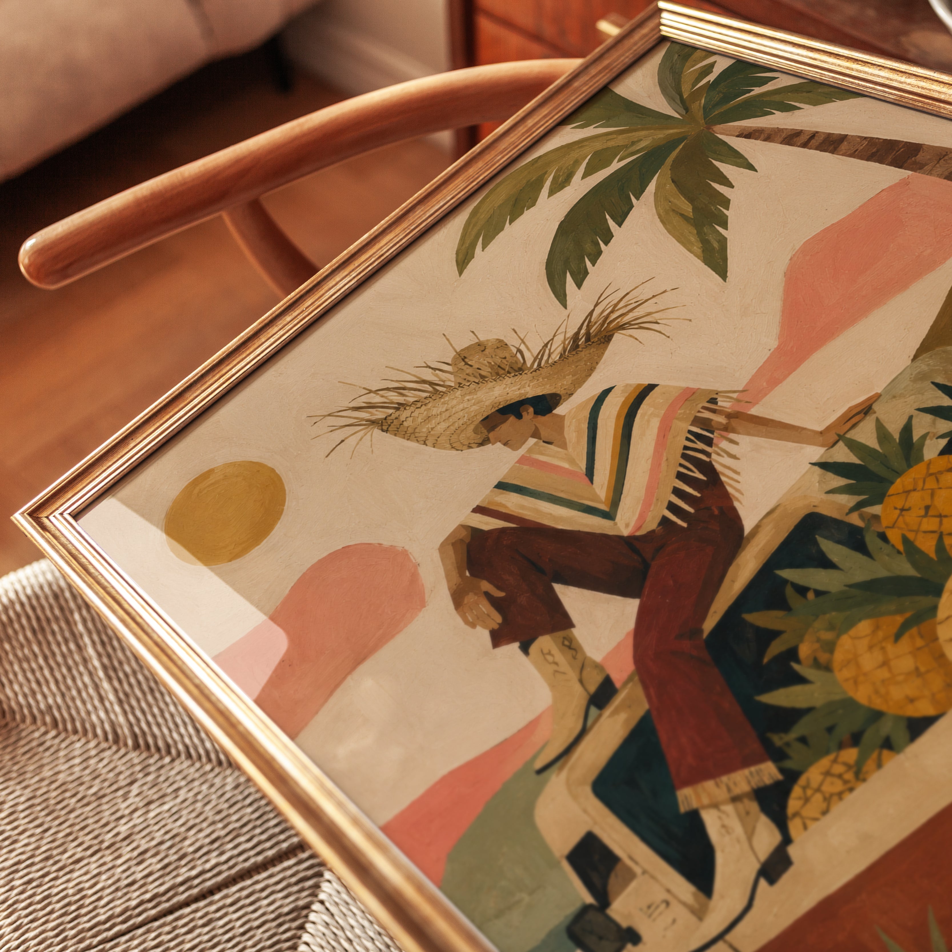 Tropical Vintage Poster – Palm Tree Wall Art - detail