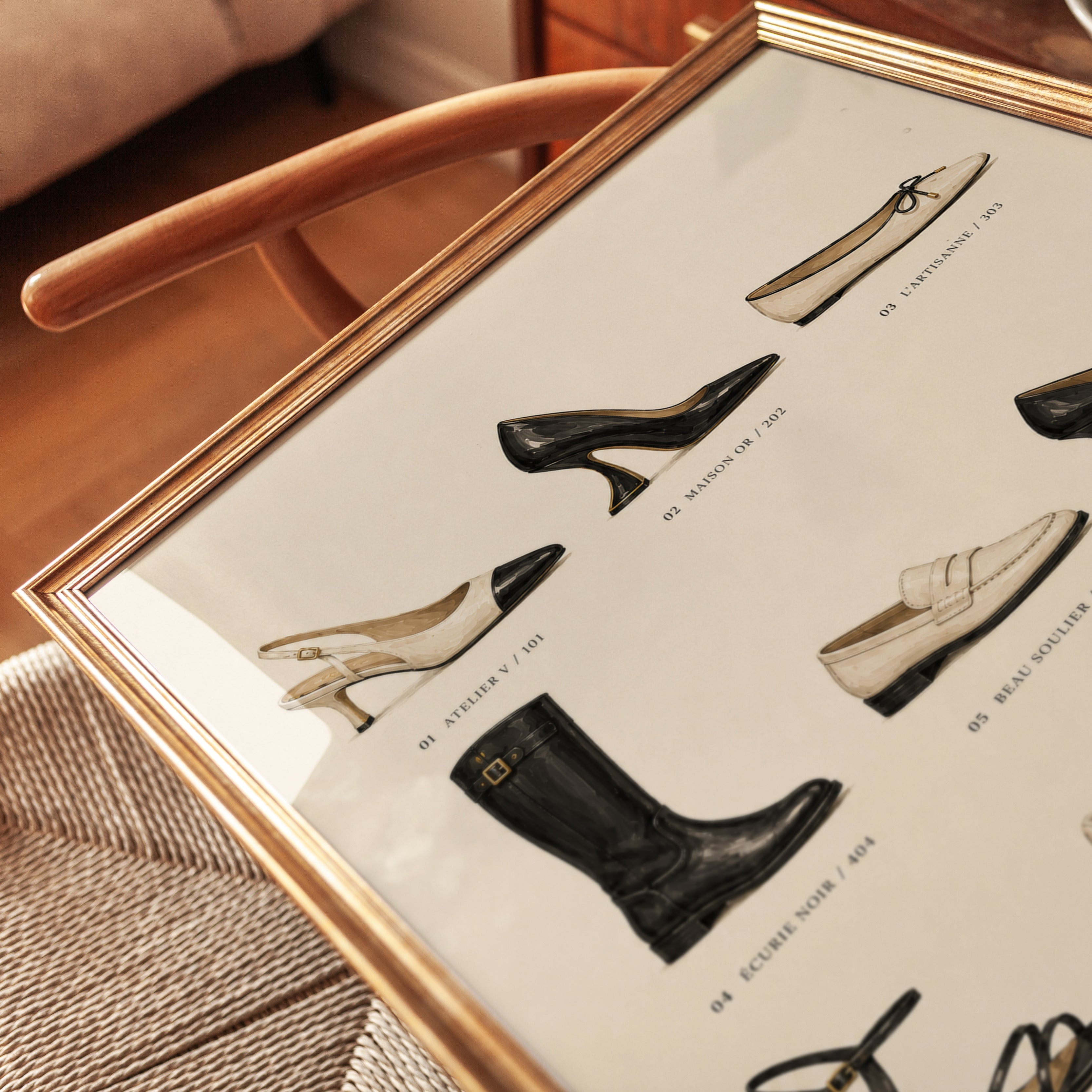 Classic Shoe Collection Poster: Vintage Fashion Illustration - detail