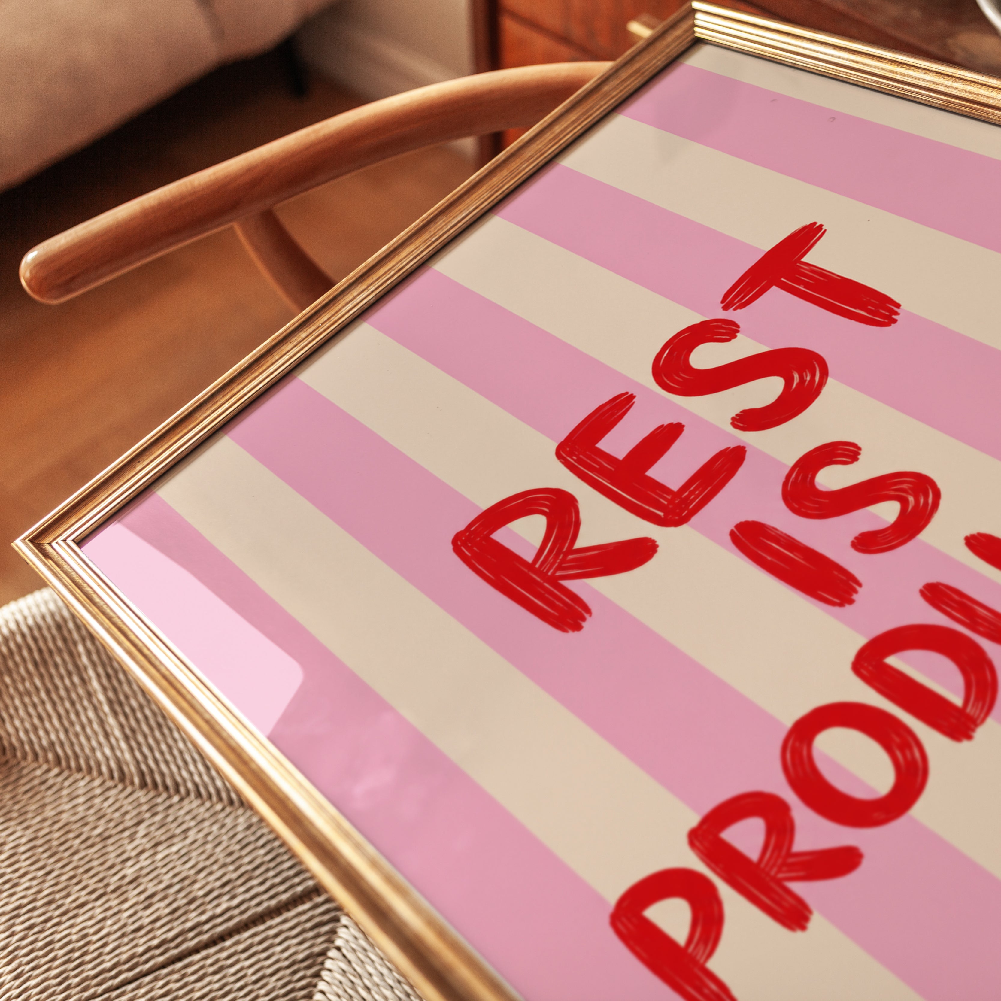 Motivational Wall Art Print: Bold Red Typography - detail
