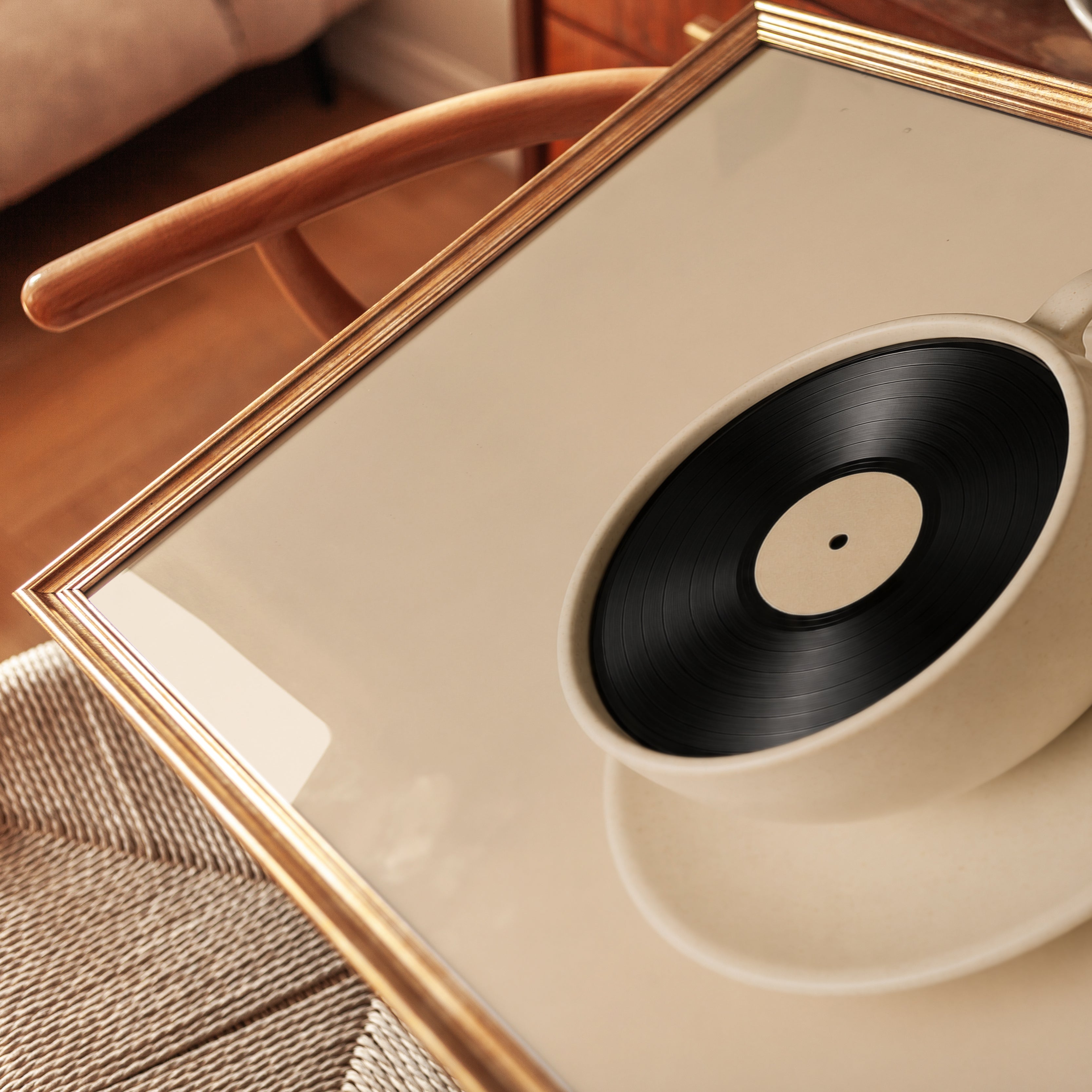Coffee Vinyl Wall Art – Surreal Music Print - detail