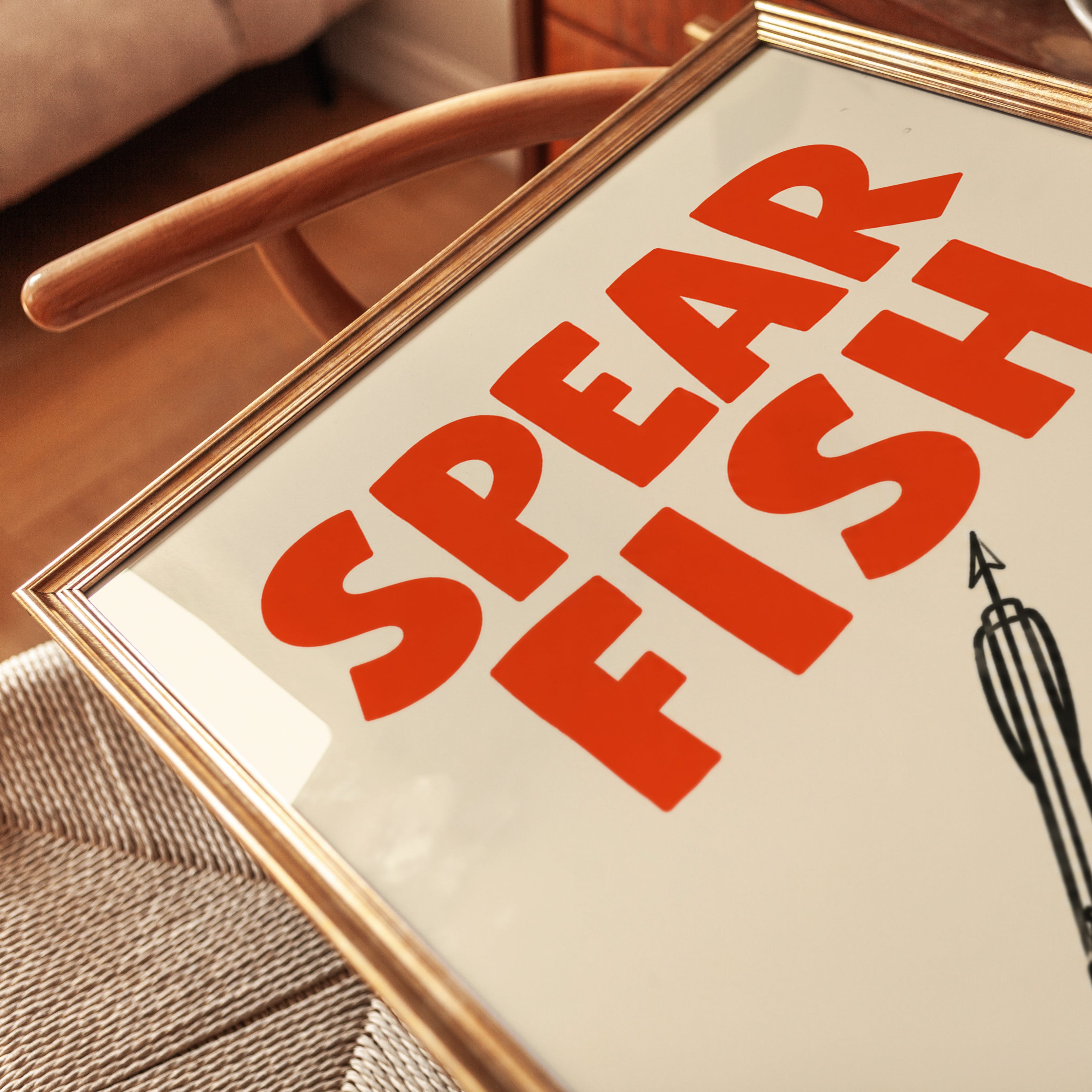Spearfishing Wall Art – Retro Typography Print - detail