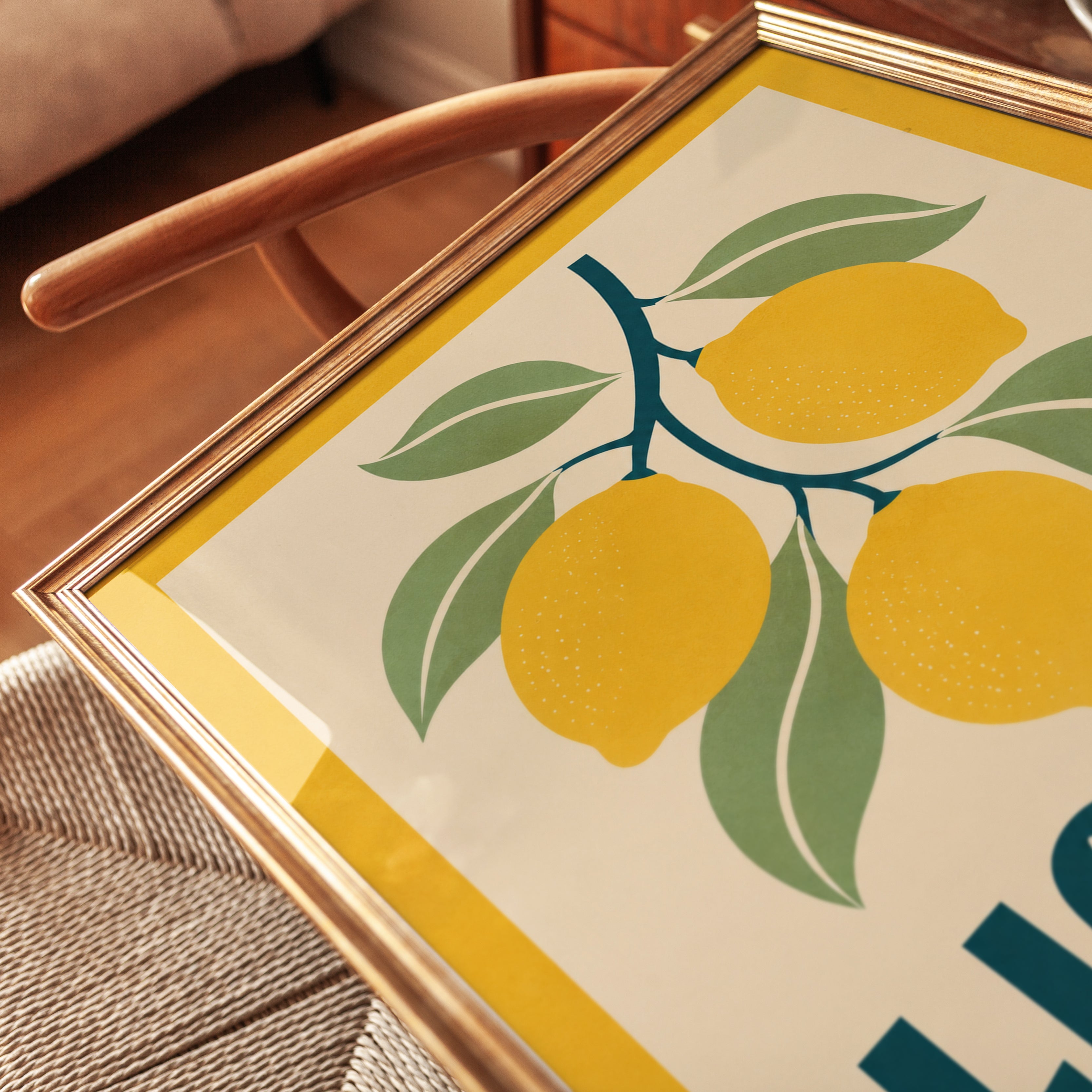 Kitchen Wall Art: Vintage Lemon Print - detail