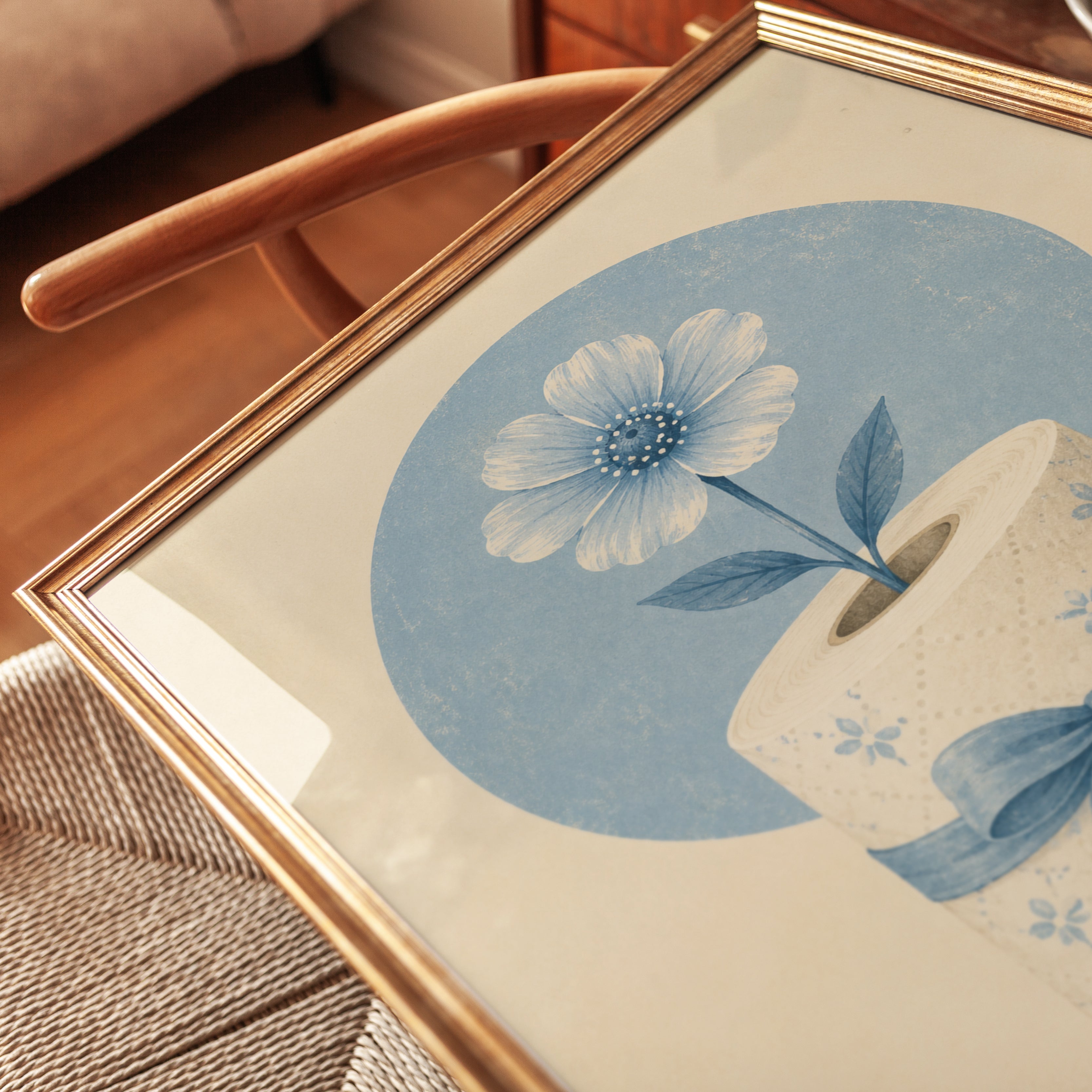 Bathroom Flower Wall Art – Whimsical Floral Print - detail