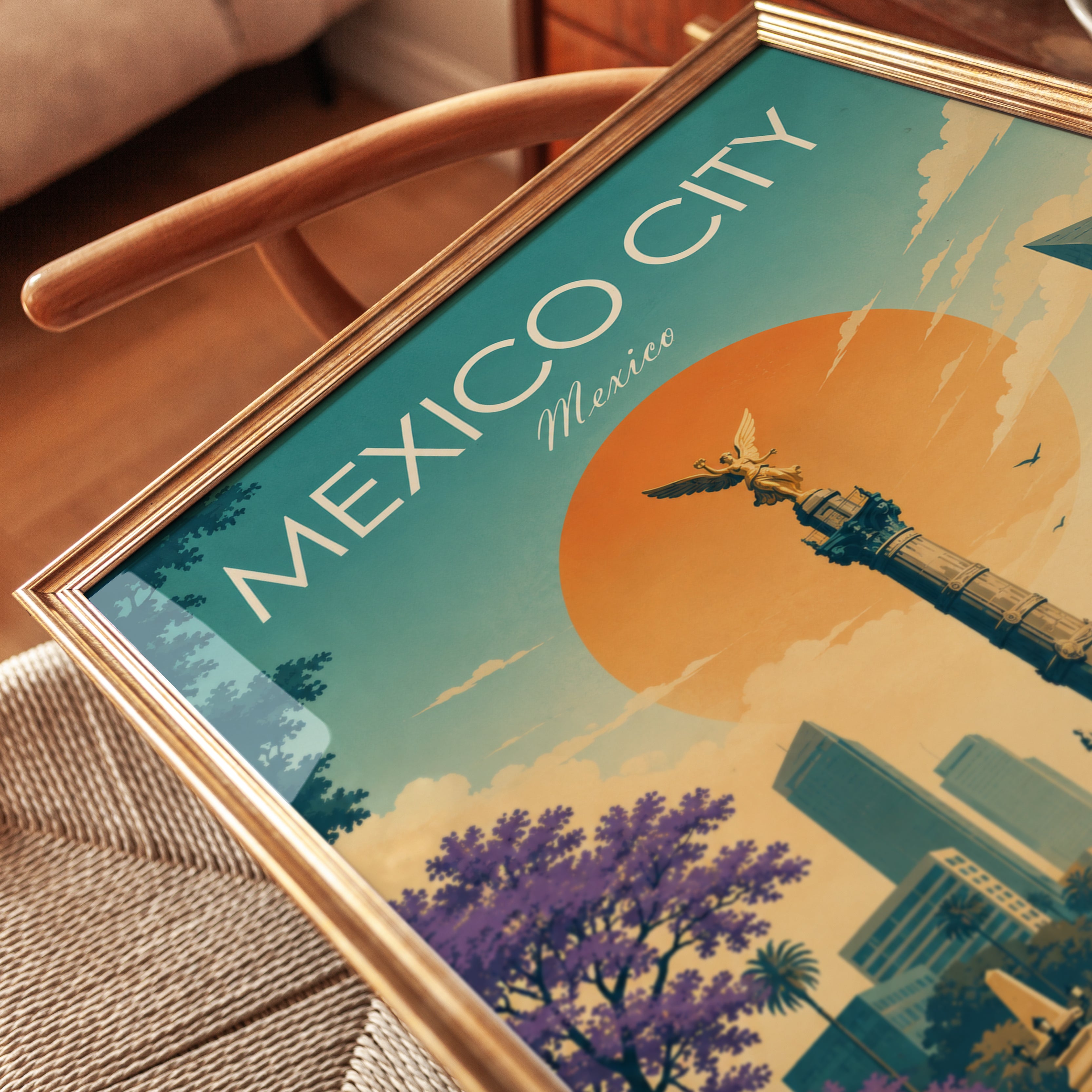 Mexico City Travel Poster – Vintage Mexico Print - detail