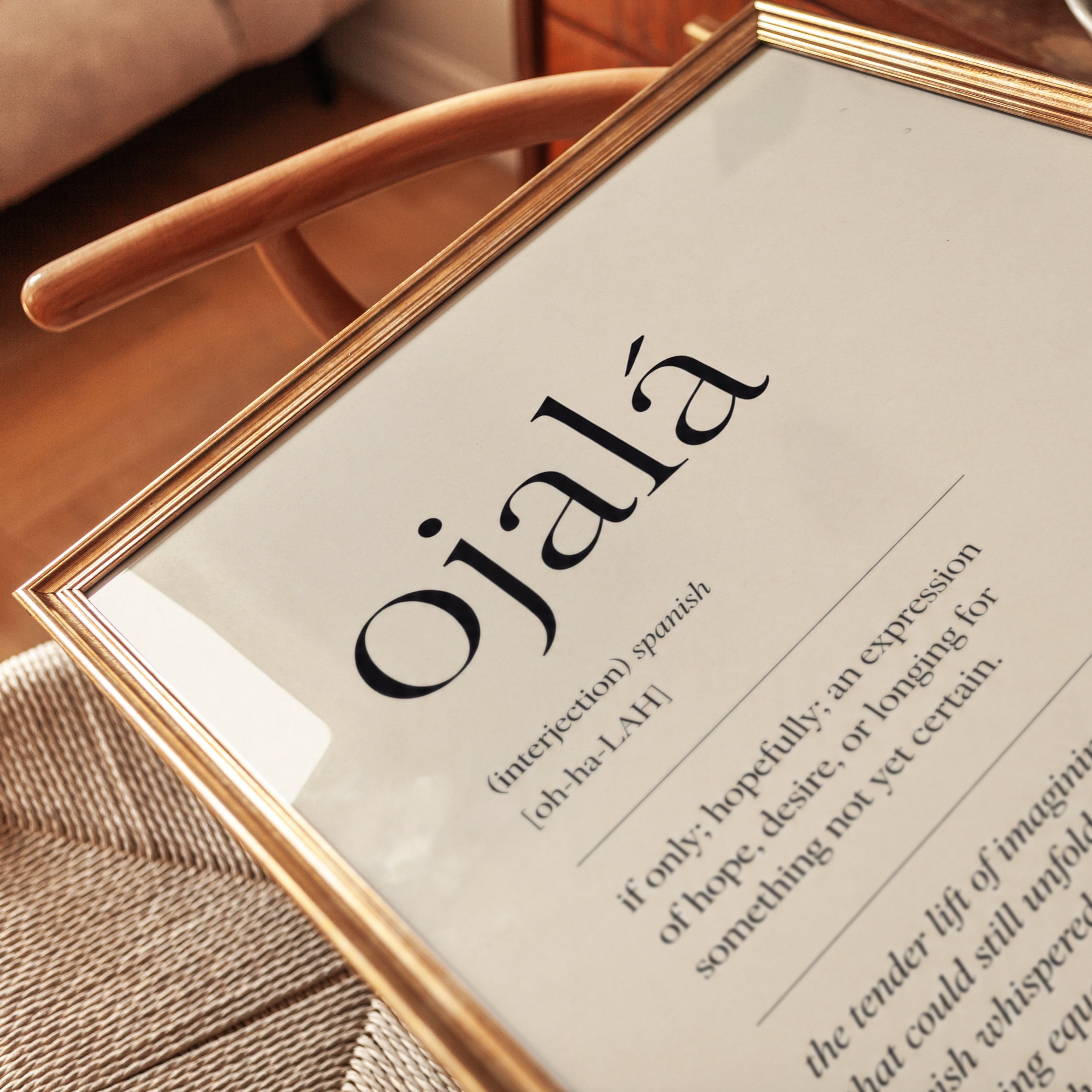 Spanish Word Art Print: Ojalá Meaning - detail
