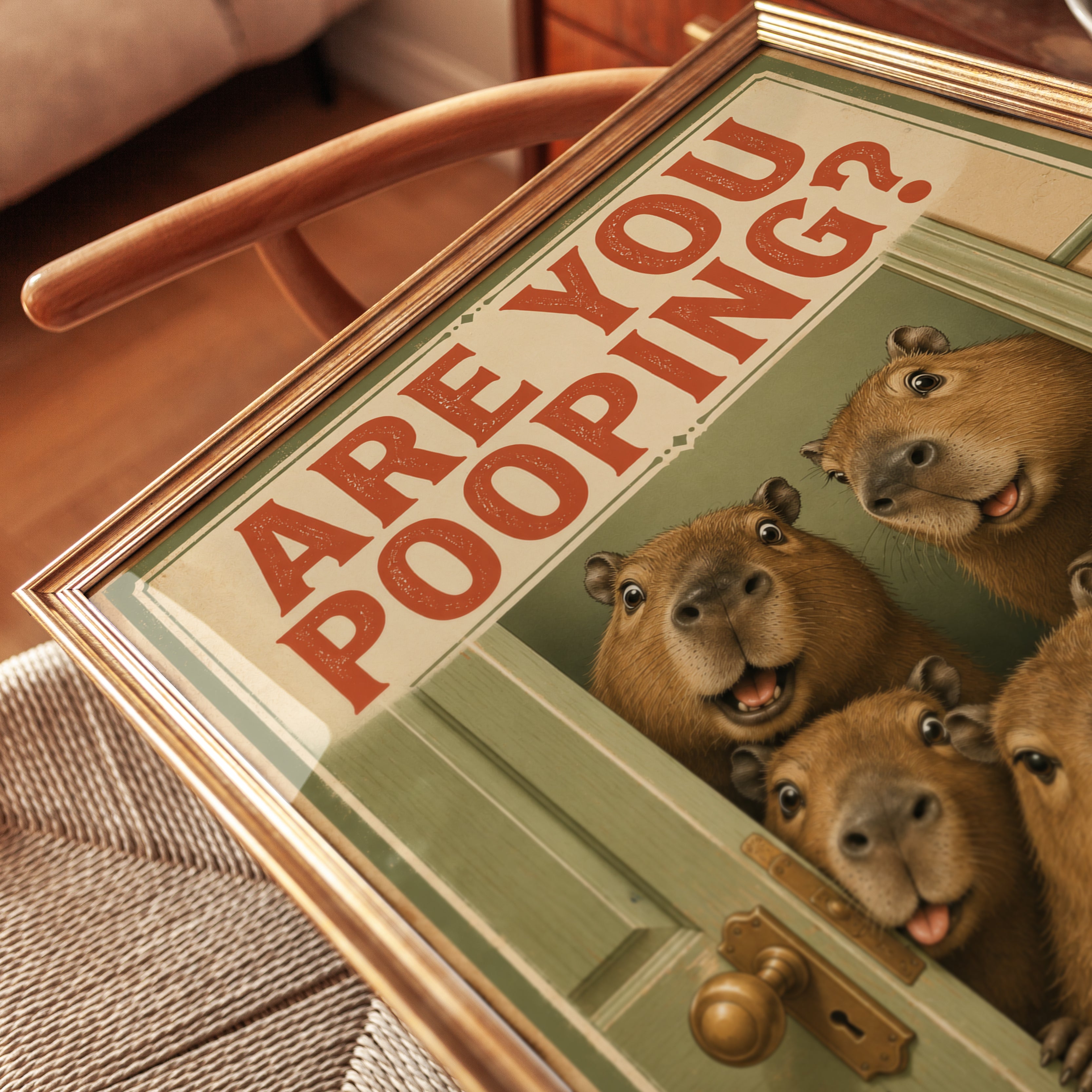Funny Capybara Bathroom Print - detail