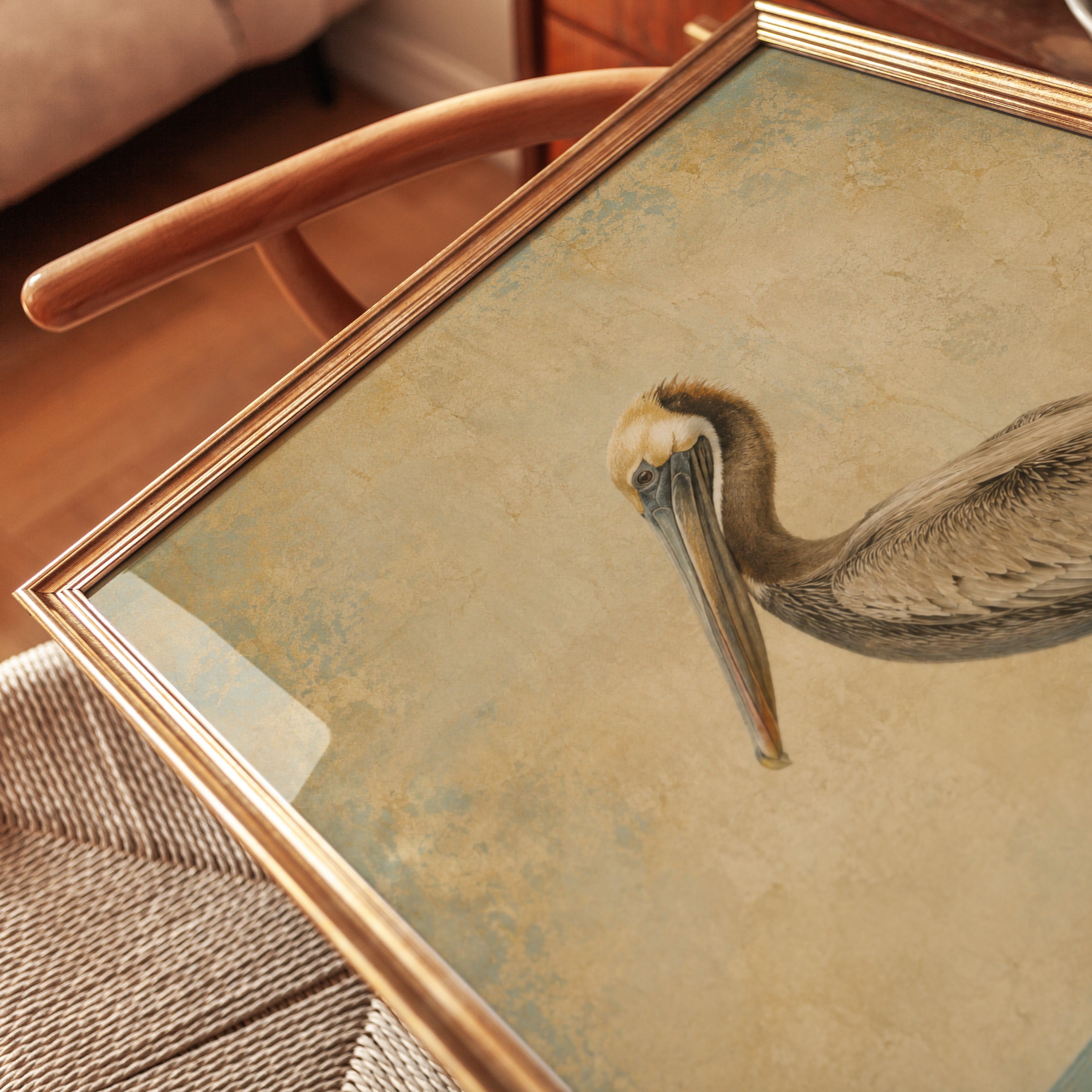 Pelican Wall Art – Coastal Bird Print - detail