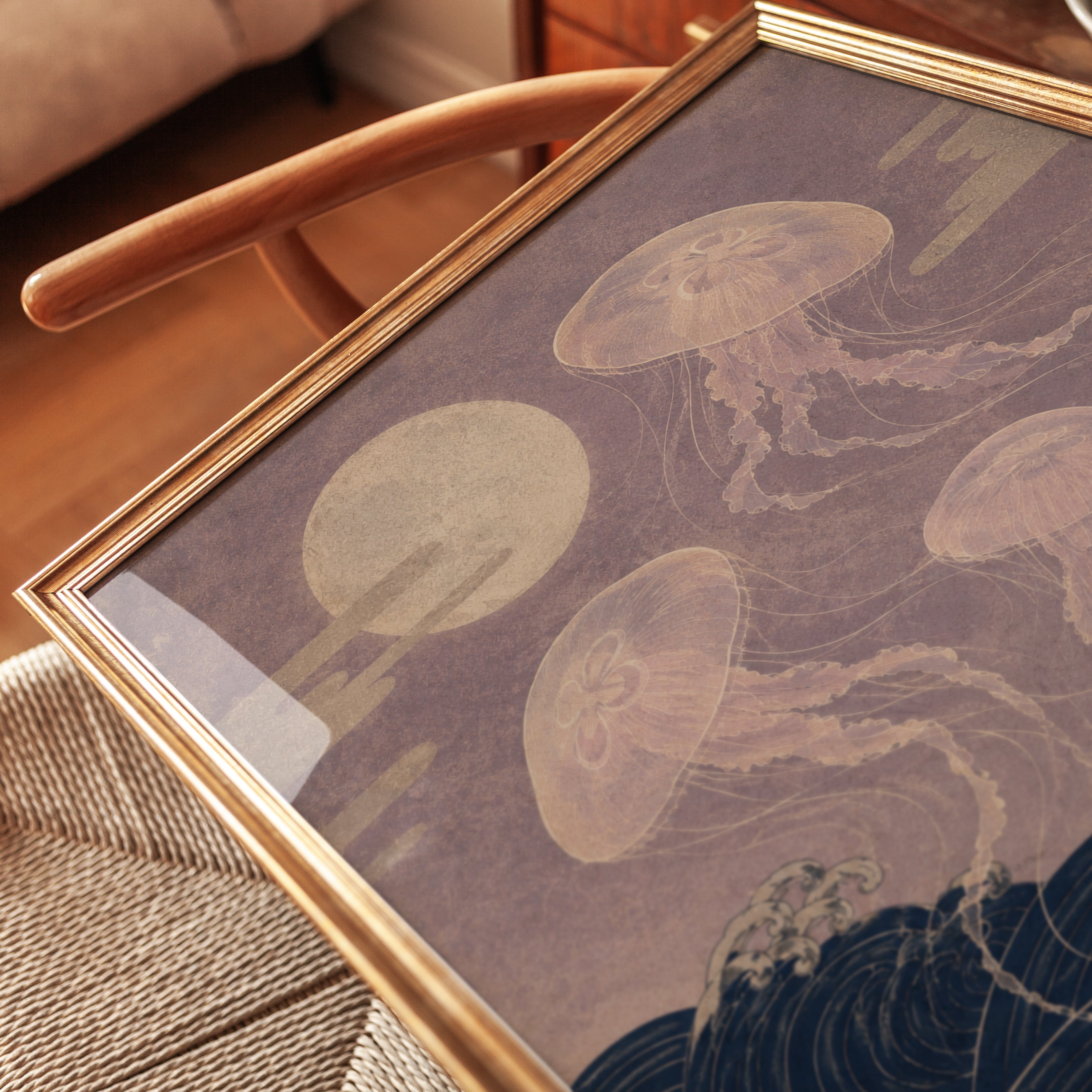 Vintage Japanese Jellyfish Print - detail