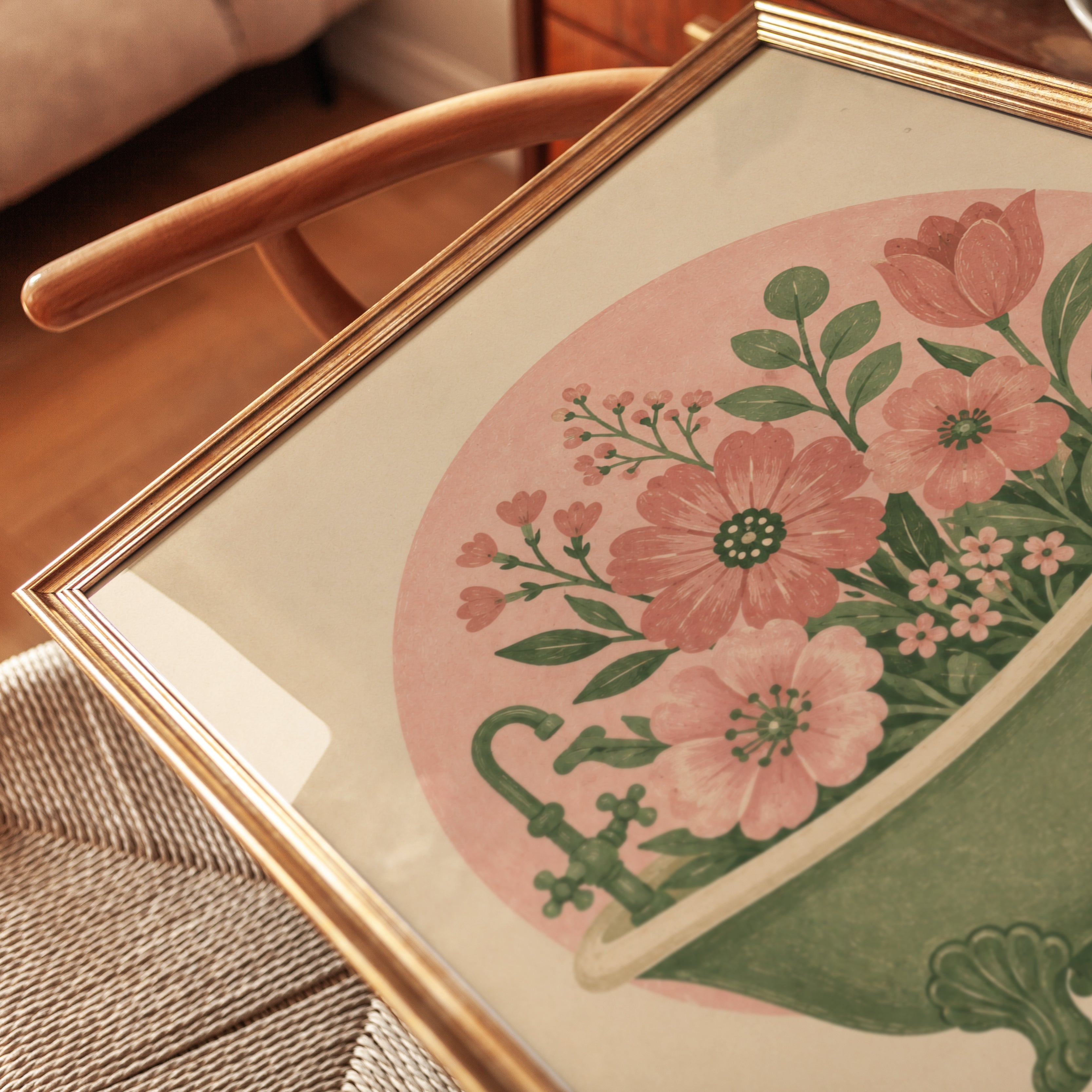 Bathtub Floral Wall Art – Vintage Bathroom Print - detail