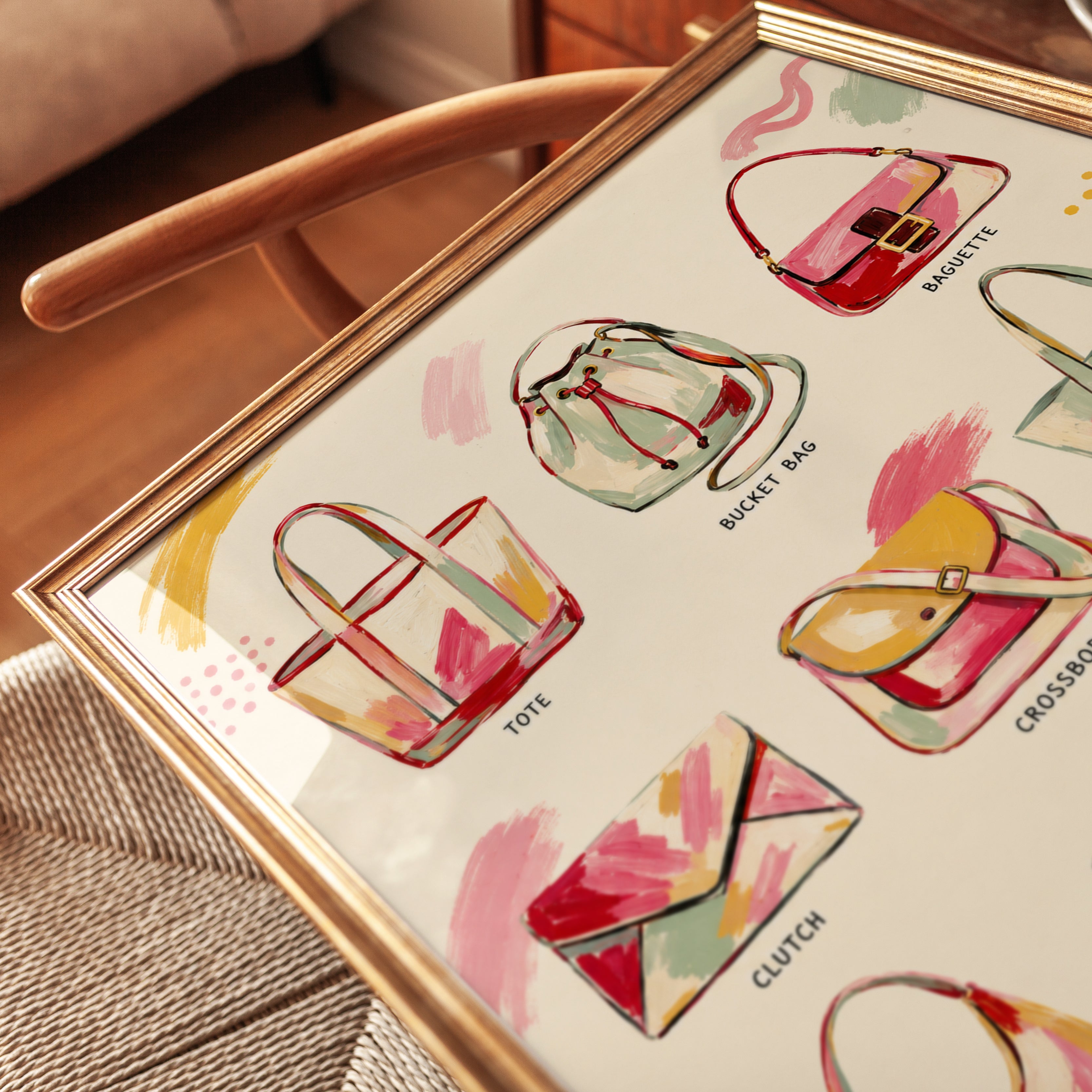 Handbag Collection Guide: Fashion Illustration Art Print - detail