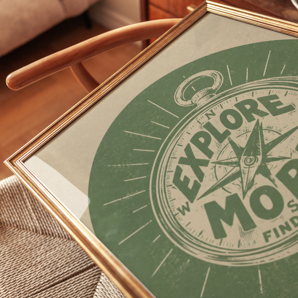 Retro Compass Print - detail